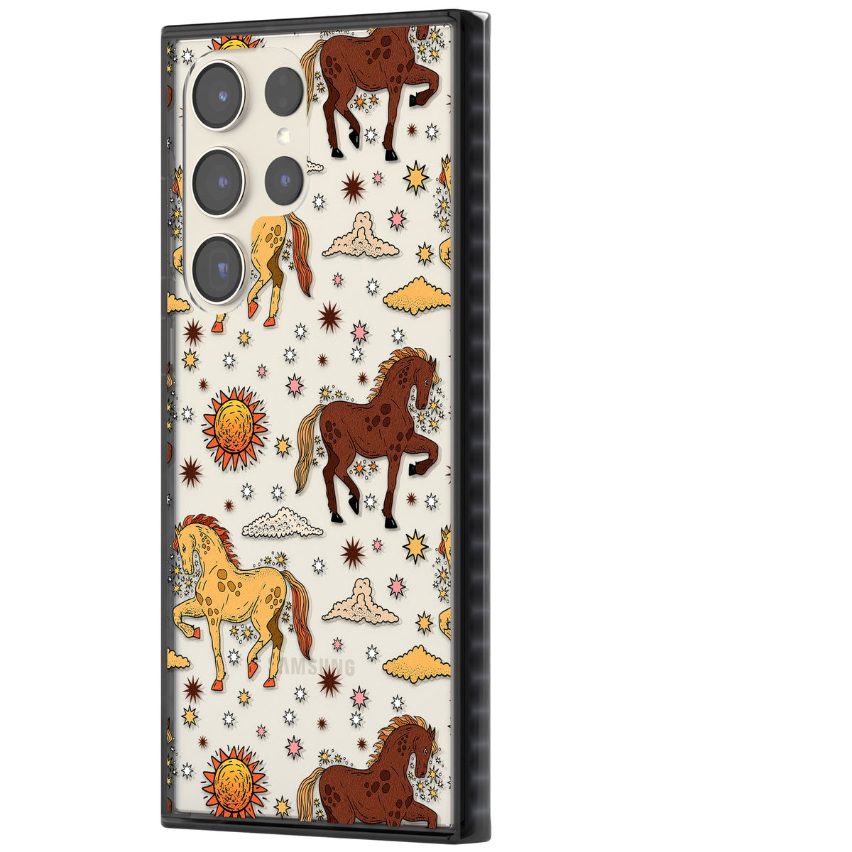Boho Celestial Wild Horses Samsung S22 Ultra / Samsung S23 Ultra / Samsung S24 Ultra Impact Black Phone Case side