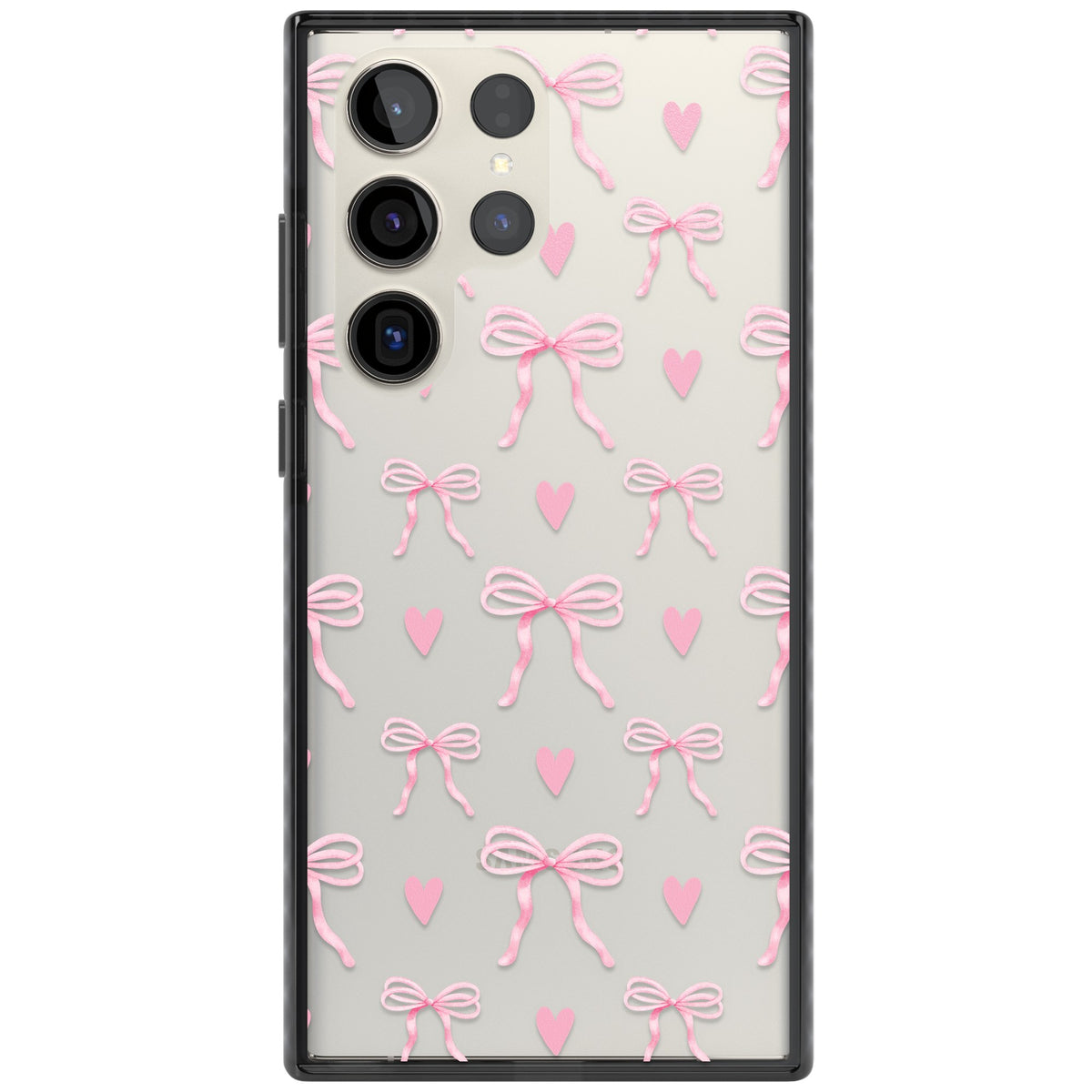 Pink Bows & Hearts Samsung S22 Ultra / Samsung S23 Ultra / Samsung S24 Ultra Impact Black Phone Case front