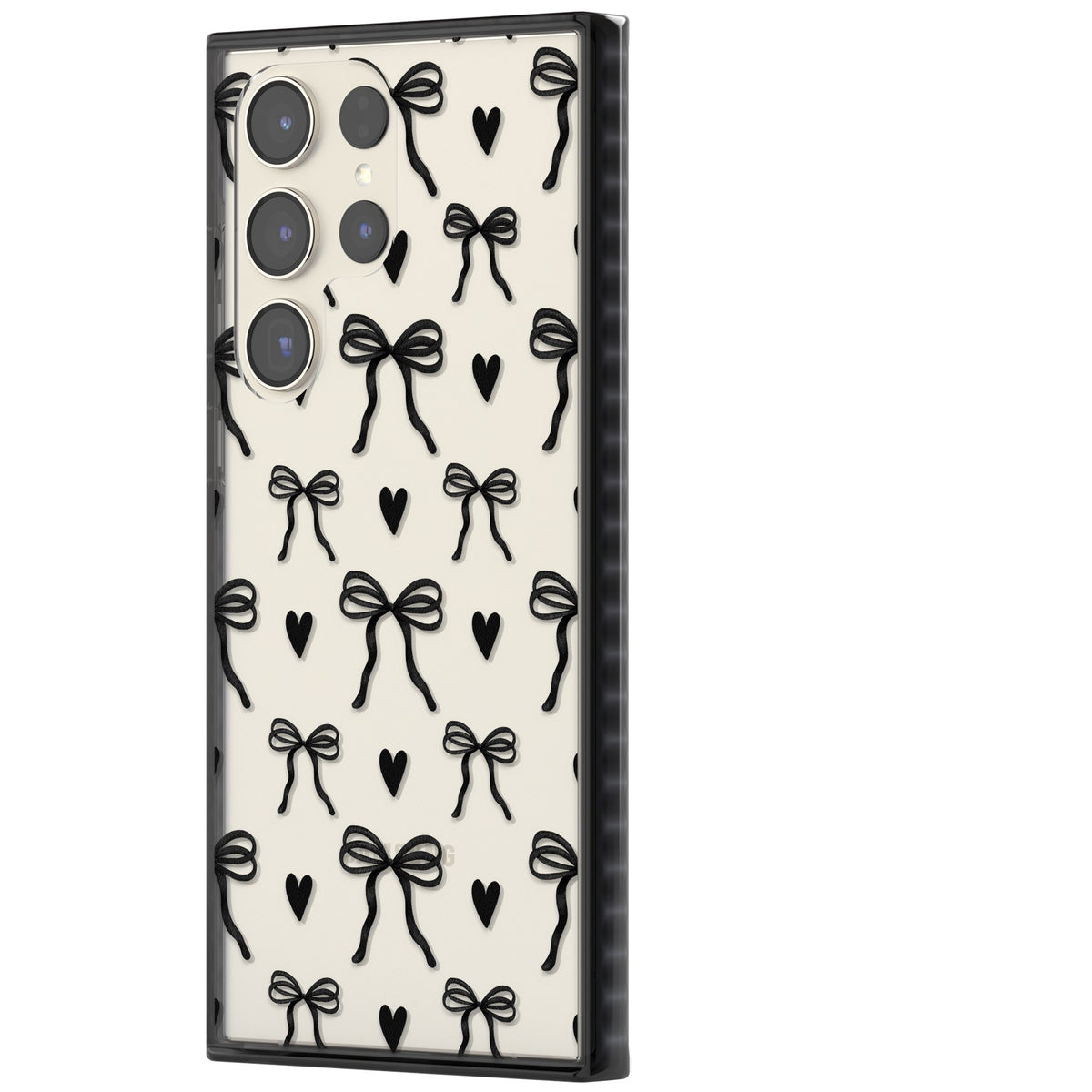 Black Bows & Hearts Samsung S22 Ultra / Samsung S23 Ultra / Samsung S24 Ultra Impact Black Phone Case side