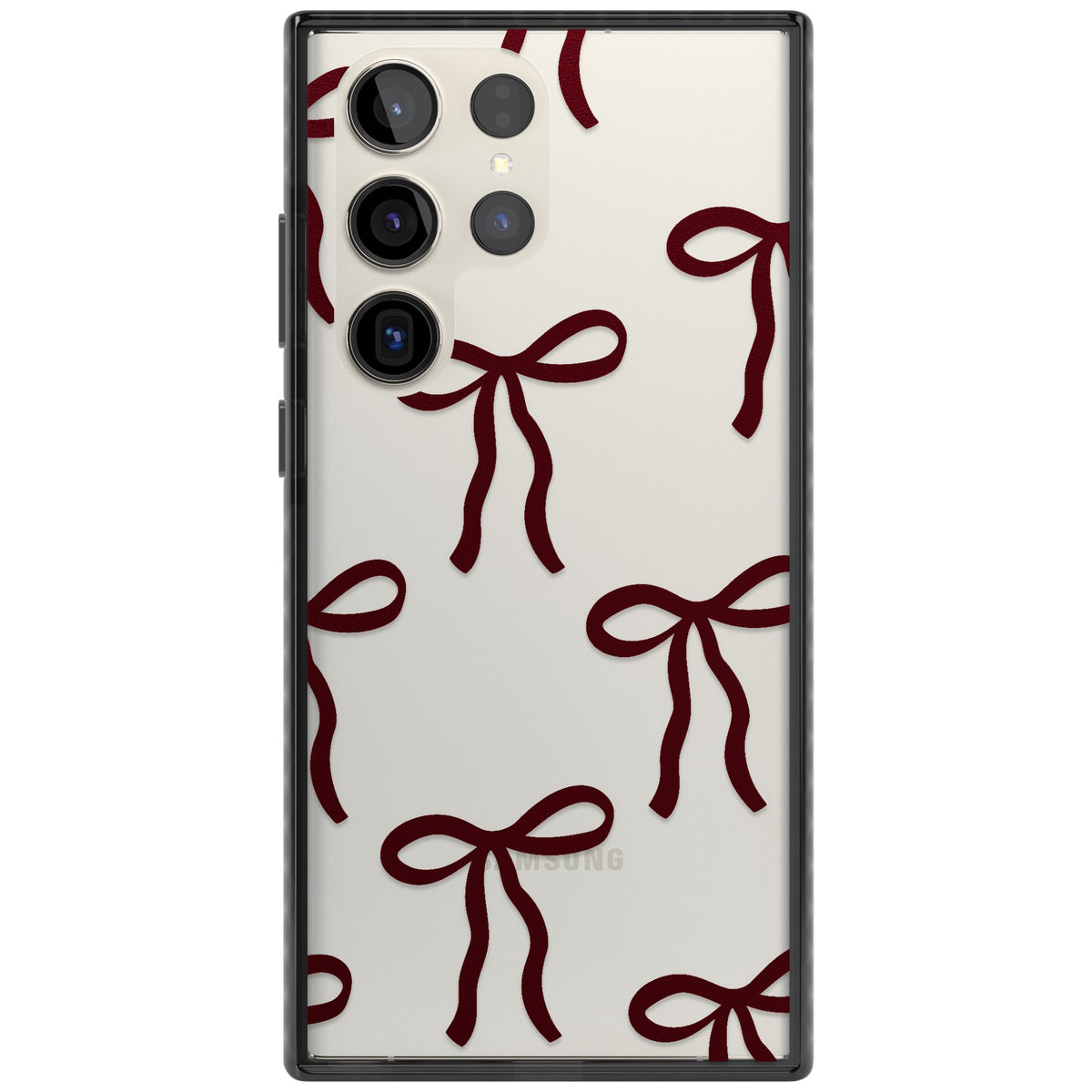 Burgundy Bows Samsung S22 Ultra / Samsung S23 Ultra / Samsung S24 Ultra Impact Black Phone Case front
