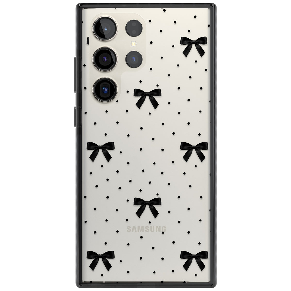 Black Polka Bows Samsung S22 Ultra / Samsung S23 Ultra / Samsung S24 Ultra Impact Black Phone Case front