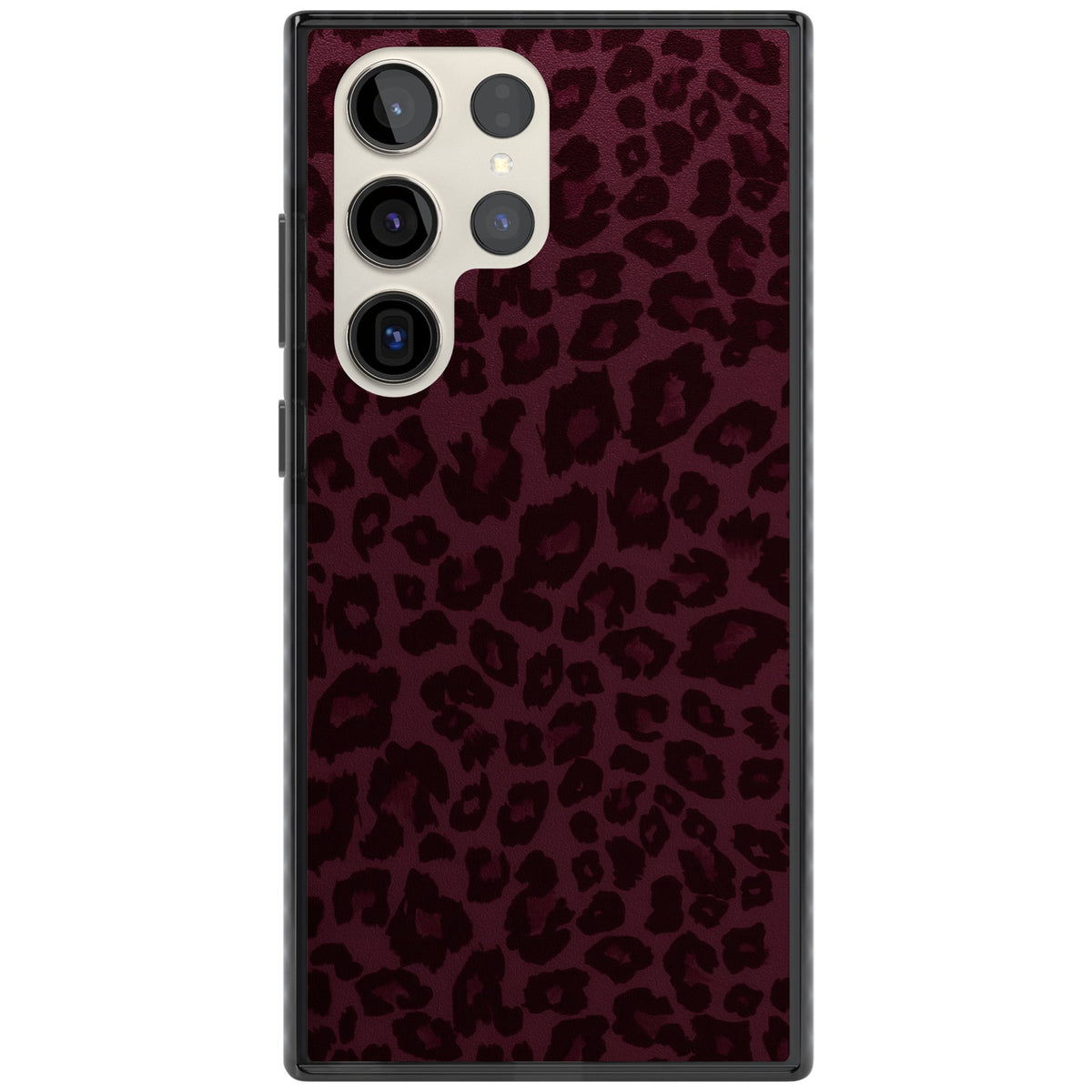 Burgundy Leopard Samsung S22 Ultra / Samsung S23 Ultra / Samsung S24 Ultra Impact Black Phone Case front