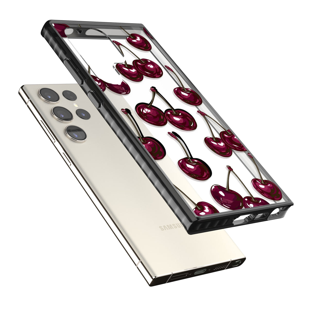 Cherry Wine Samsung S22 Ultra / Samsung S23 Ultra / Samsung S24 Ultra Impact Black Phone Case angled