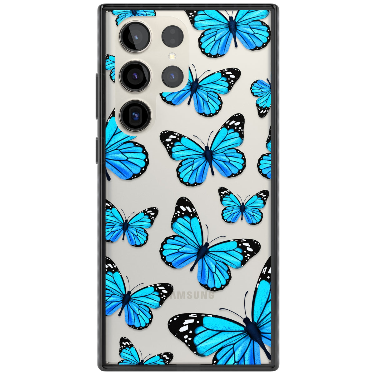 Azure Butterflies Samsung S22 Ultra / Samsung S23 Ultra / Samsung S24 Ultra Impact Black Phone Case front