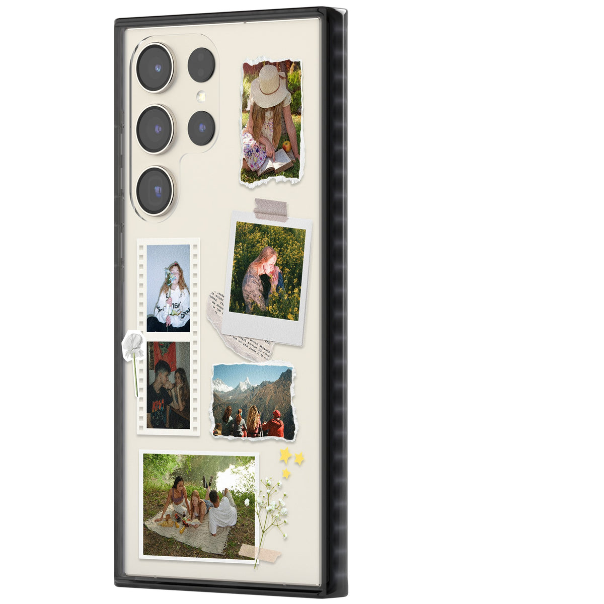 Personalised Scrapbook Instant Photos Samsung S22 Ultra / Samsung S23 Ultra / Samsung S24 Ultra Impact Black Phone Case side