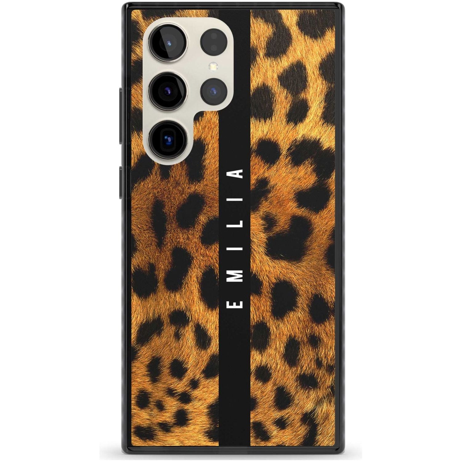 Personalised Leopard Print Custom Phone Case Samsung S22 Ultra / Black Impact Case,Samsung S23 Ultra / Black Impact Case Blanc Space