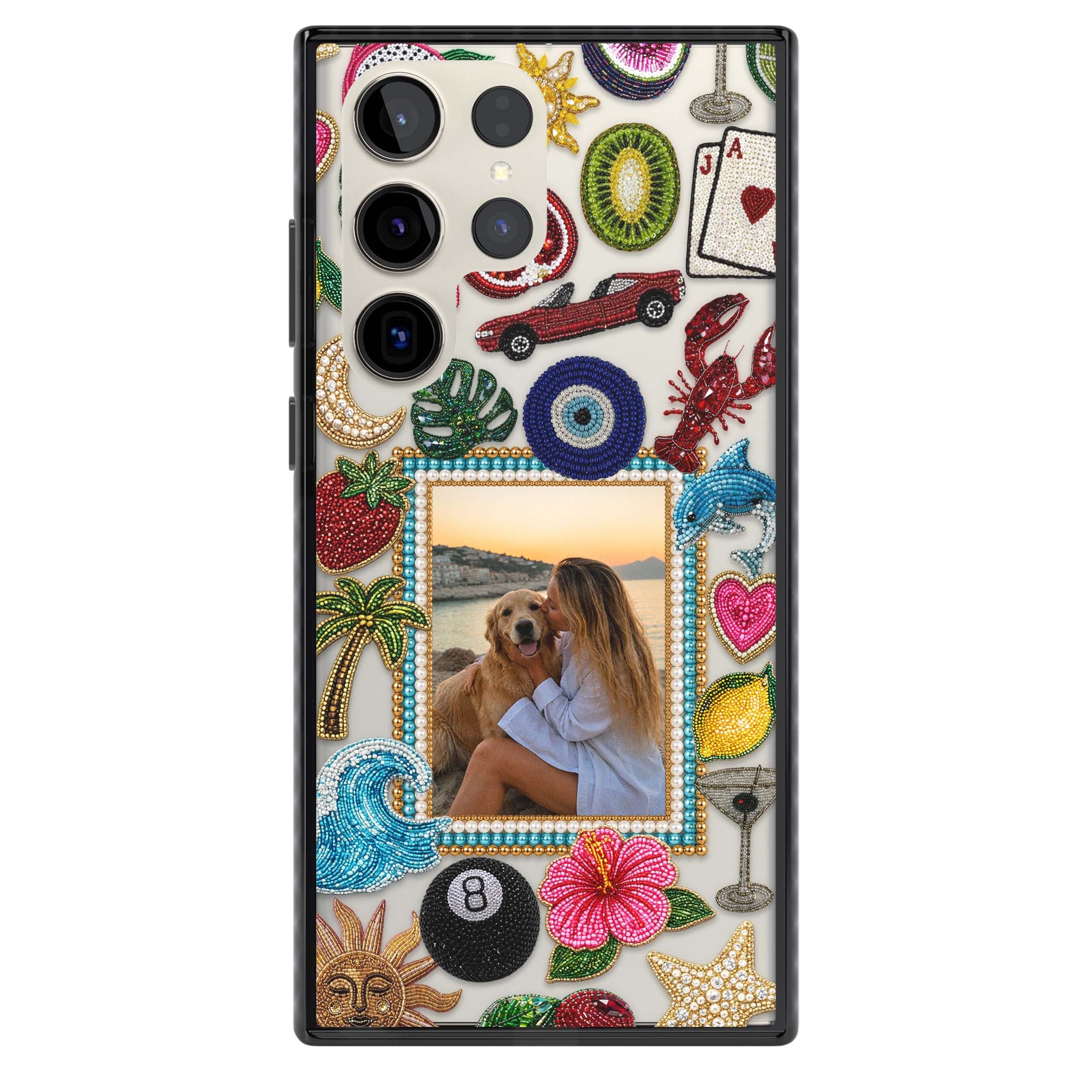 Beaded Photo coastal iPhone case | Black Impact case for Samsung Galaxy S24 Ultra, Samsung Galaxy S23 Ultra, Samsung Galaxy S22 Ultra