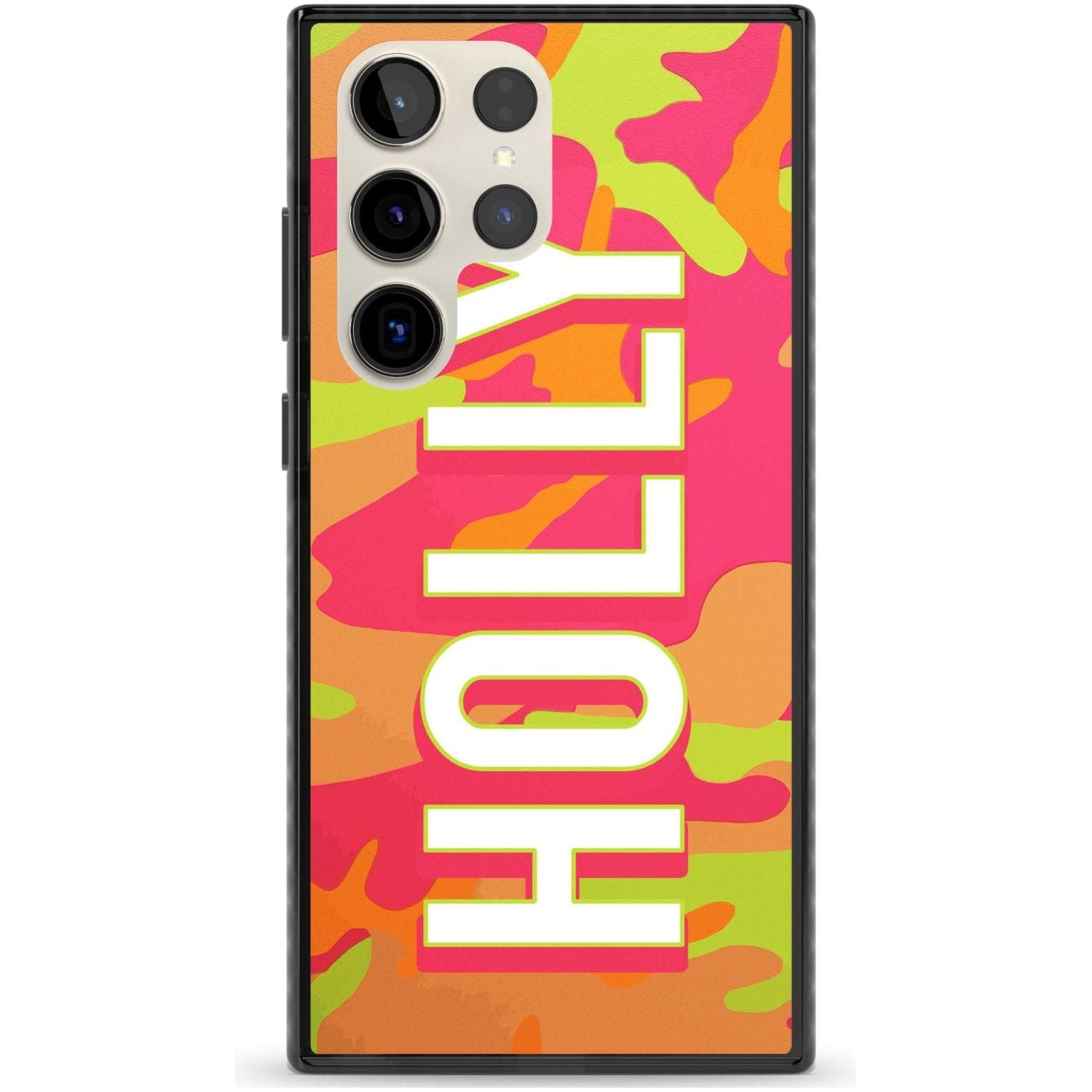 Personalised Colourful Neon Camo Custom Phone Case Samsung S22 Ultra / Black Impact Case,Samsung S23 Ultra / Black Impact Case Blanc Space