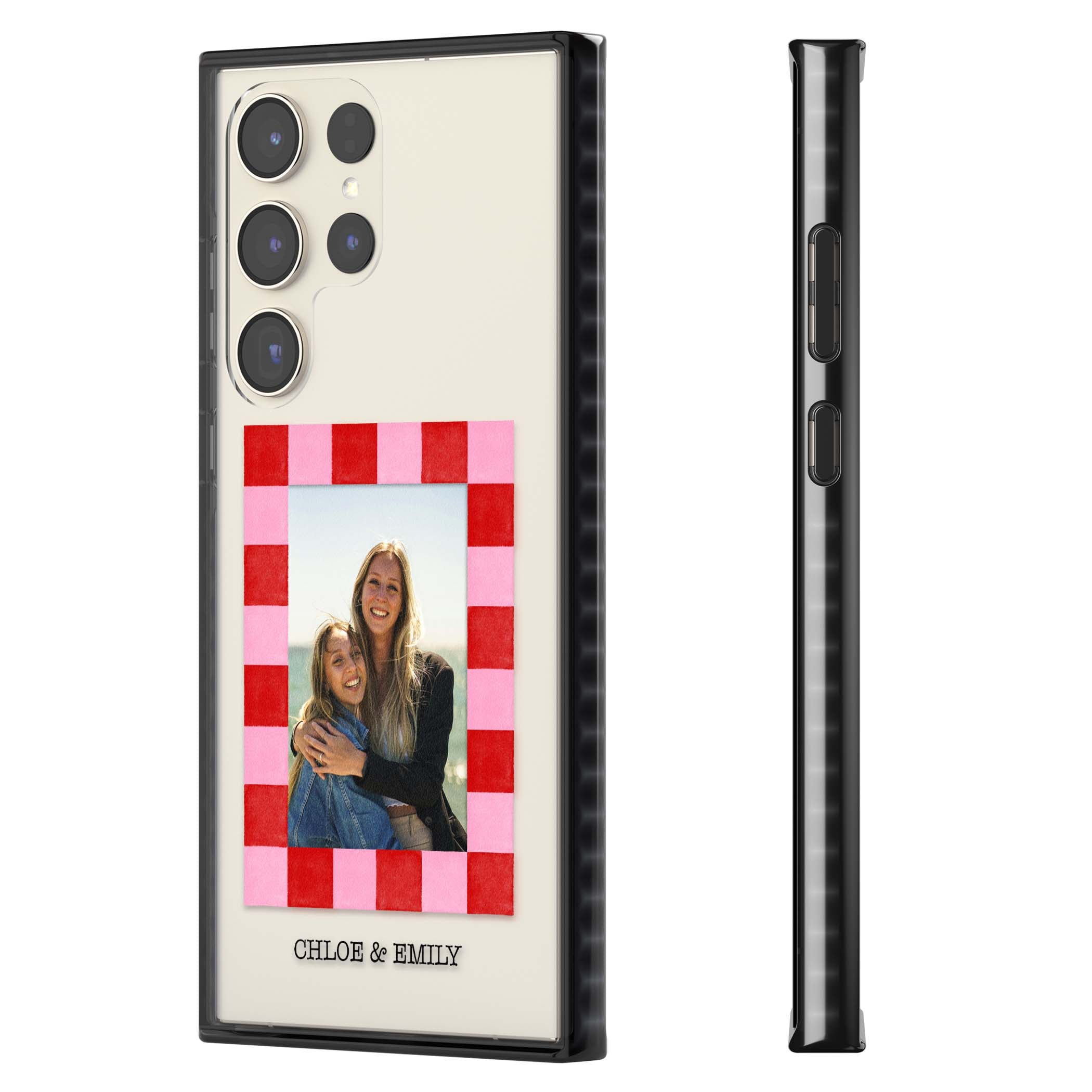 Bubblegum Check Photo for her iPhone case | Black Impact case for Samsung Galaxy S24 Ultra, Samsung Galaxy S23 Ultra, Samsung Galaxy S22 Ultra