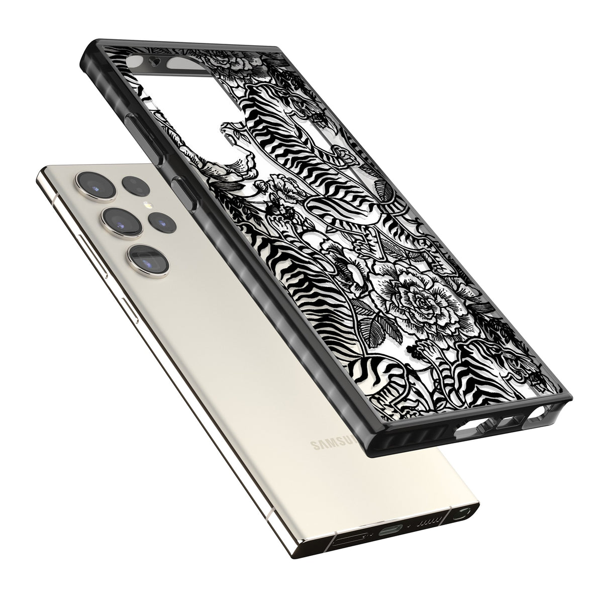 Tiger Dynasty Samsung S22 Ultra / Samsung S23 Ultra / Samsung S24 Ultra Impact Black Phone Case angled