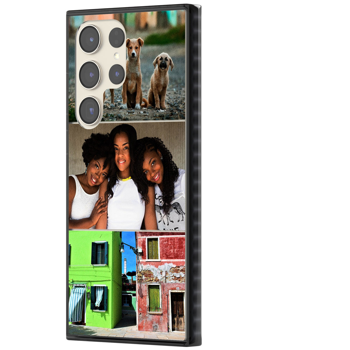 Personalised 3 Photo Grid Samsung S22 Ultra / Samsung S23 Ultra / Samsung S24 Ultra Impact Black Phone Case side