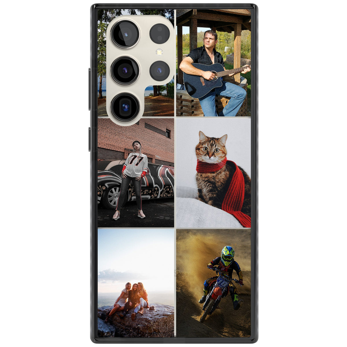 Personalised 6 Photo Grid Samsung S22 Ultra / Samsung S23 Ultra / Samsung S24 Ultra Impact Black Phone Case front