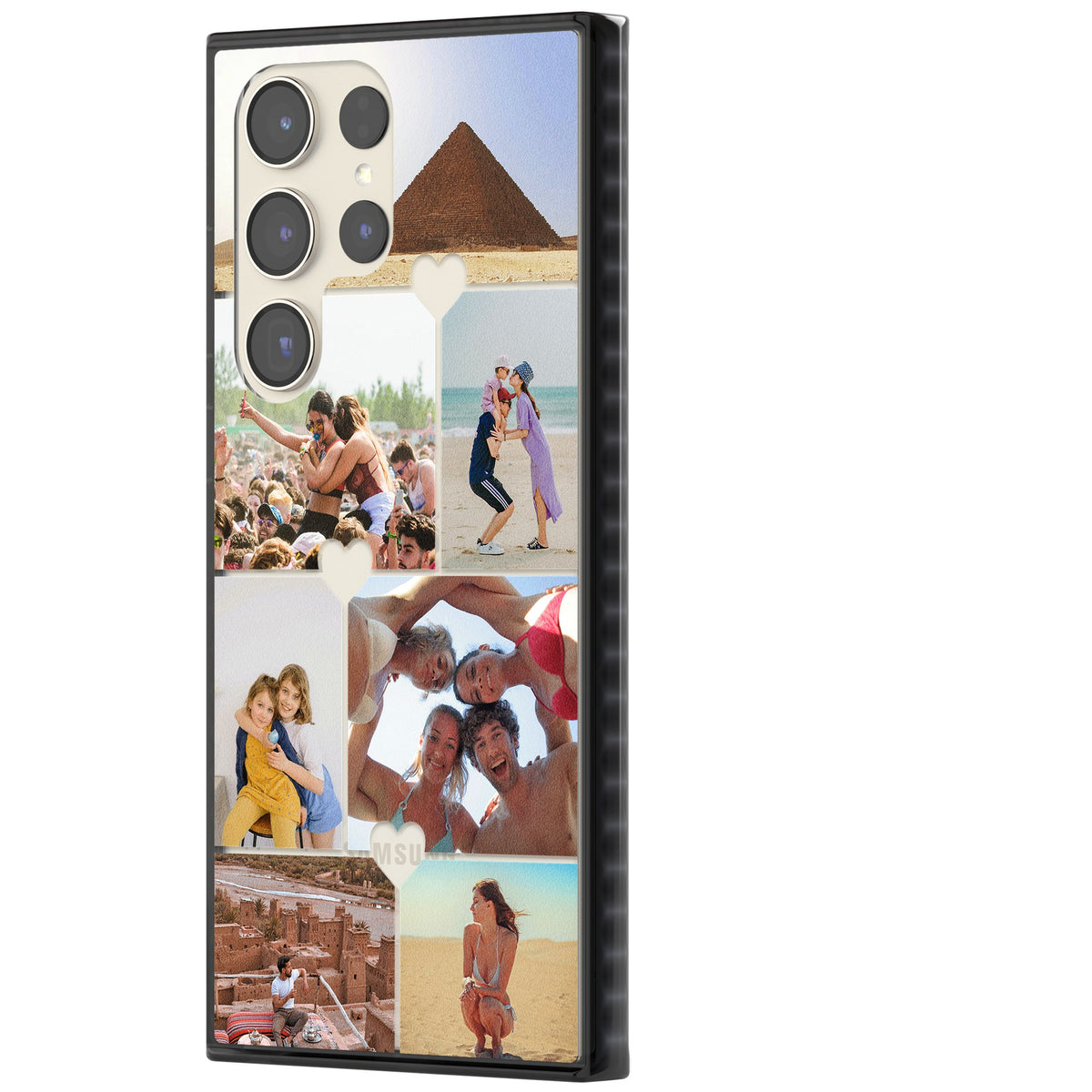 Personalised Heart Photo Grid Samsung S22 Ultra / Samsung S23 Ultra / Samsung S24 Ultra Impact Black Phone Case side