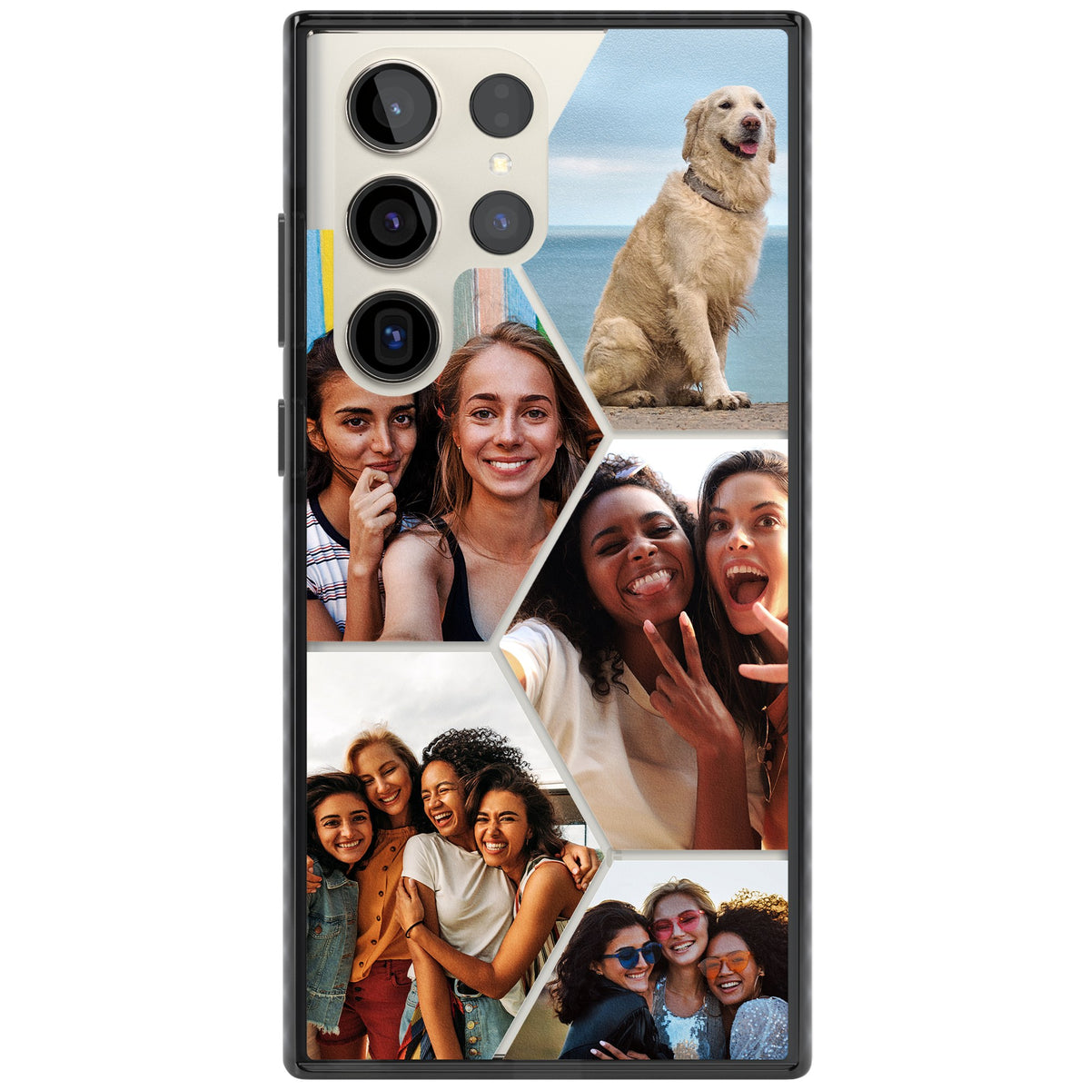 Personalised Beehive Photo Grid Samsung S22 Ultra / Samsung S23 Ultra / Samsung S24 Ultra Impact Black Phone Case front