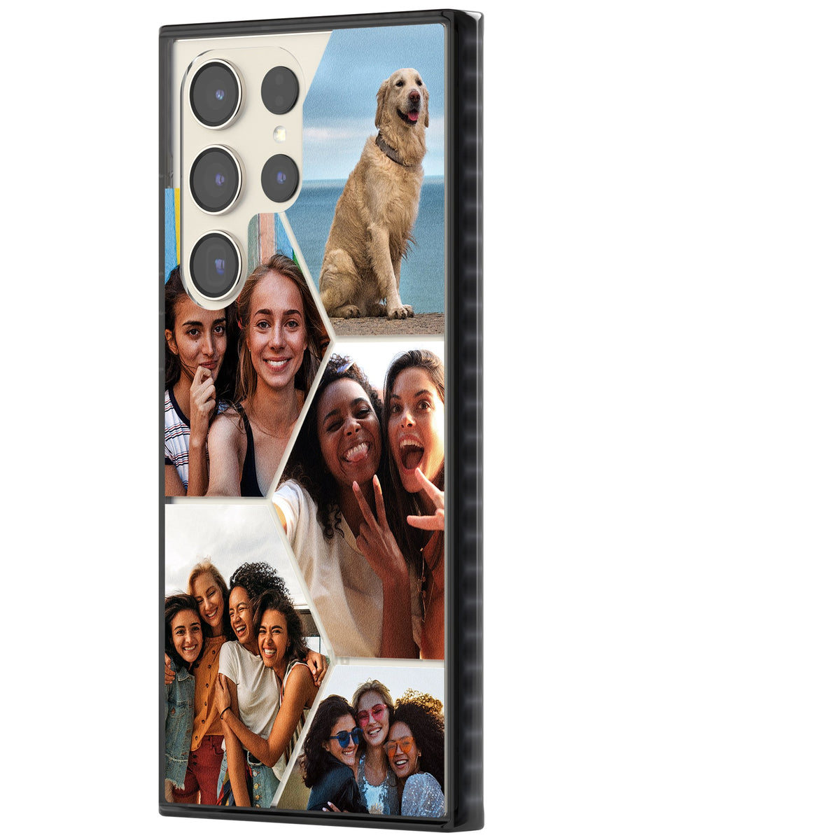 Personalised Beehive Photo Grid Samsung S22 Ultra / Samsung S23 Ultra / Samsung S24 Ultra Impact Black Phone Case side