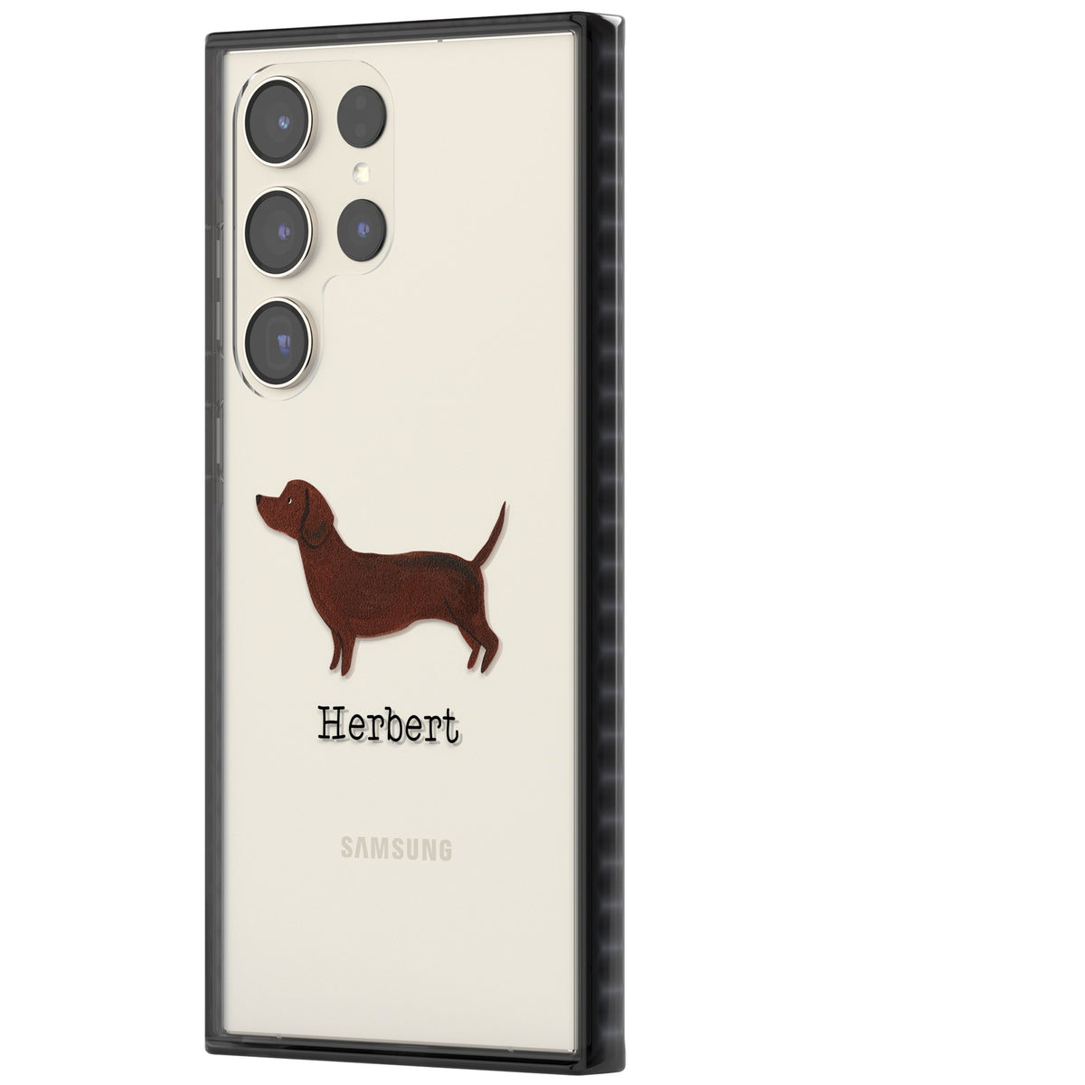 Personalised Sausage Dog Samsung S22 Ultra / Samsung S23 Ultra / Samsung S24 Ultra Impact Black Phone Case side