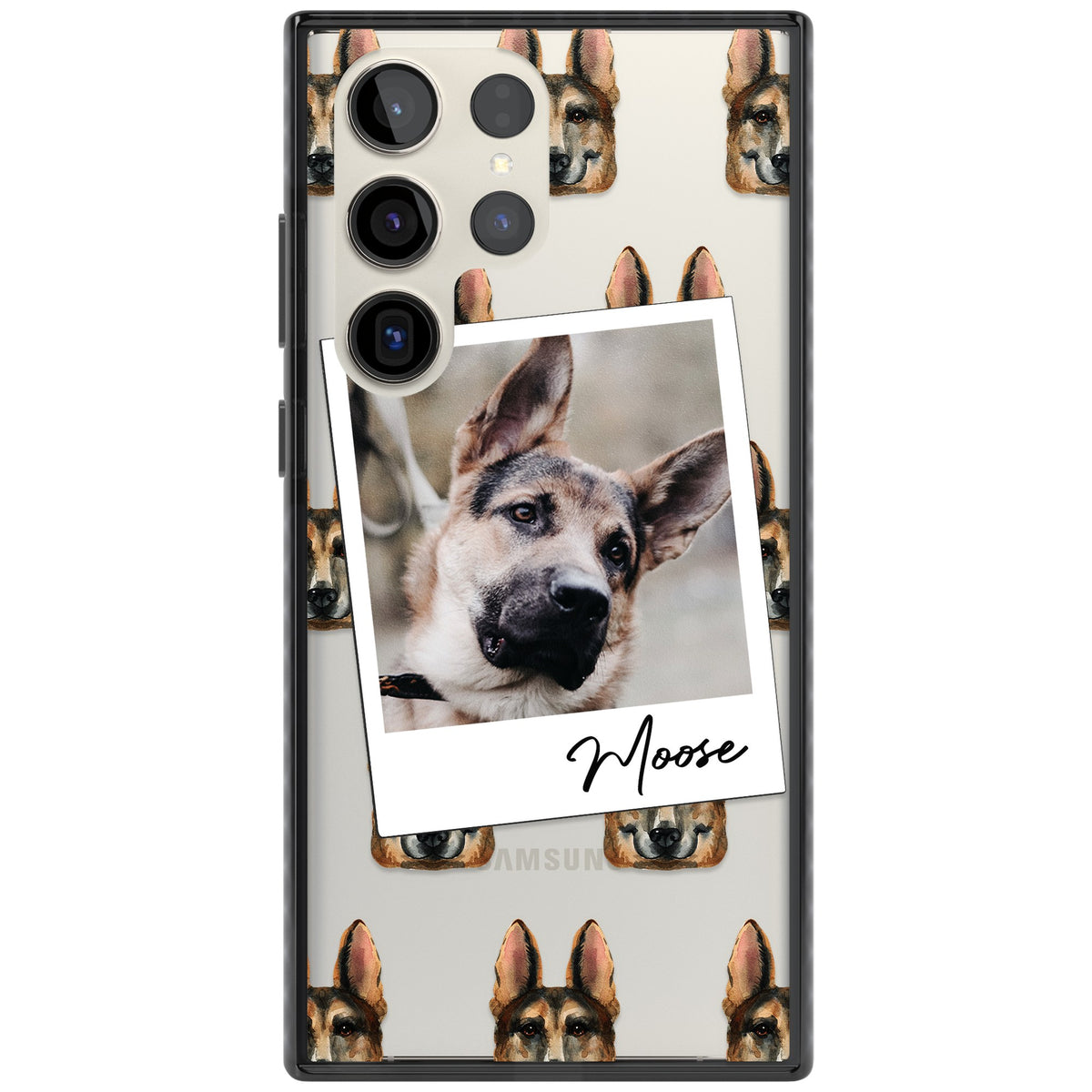 Personalised German Shepherd Instant Camera Photo Samsung S22 Ultra / Samsung S23 Ultra / Samsung S24 Ultra Impact Black Phone Case front