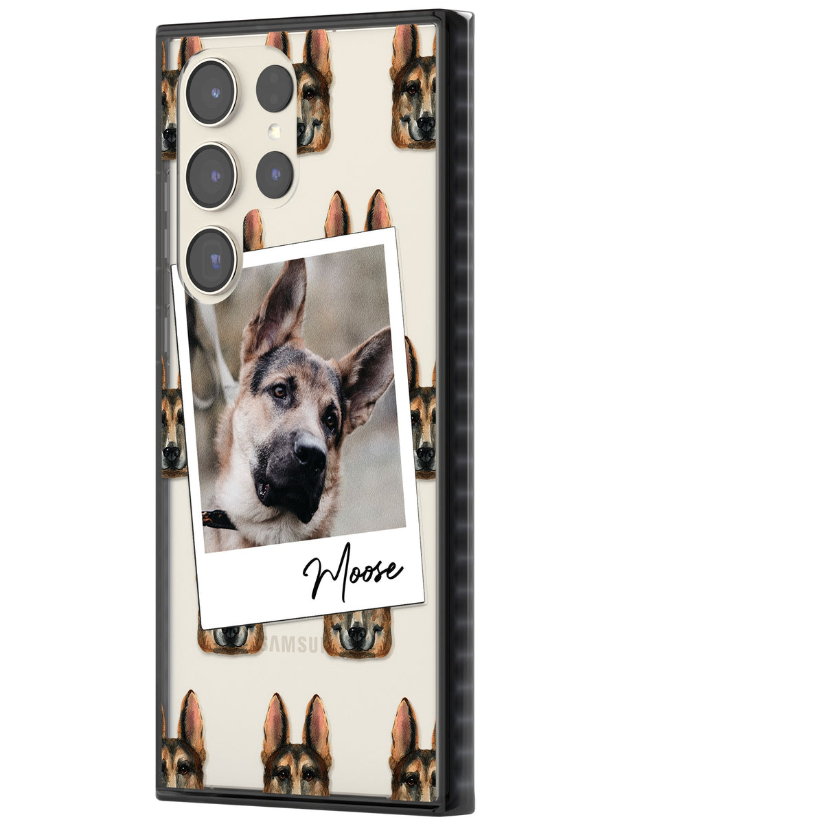 Personalised German Shepherd Instant Camera Photo Samsung S22 Ultra / Samsung S23 Ultra / Samsung S24 Ultra Impact Black Phone Case side