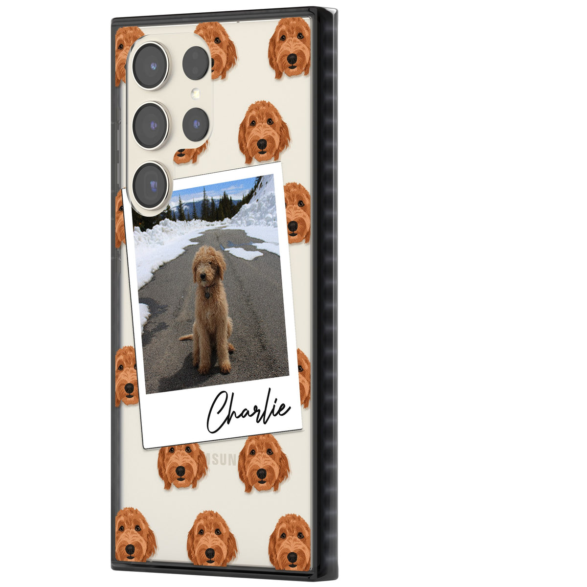 Personalised Golden Doodle Dog Photo Samsung S22 Ultra / Samsung S23 Ultra / Samsung S24 Ultra Impact Black Phone Case side