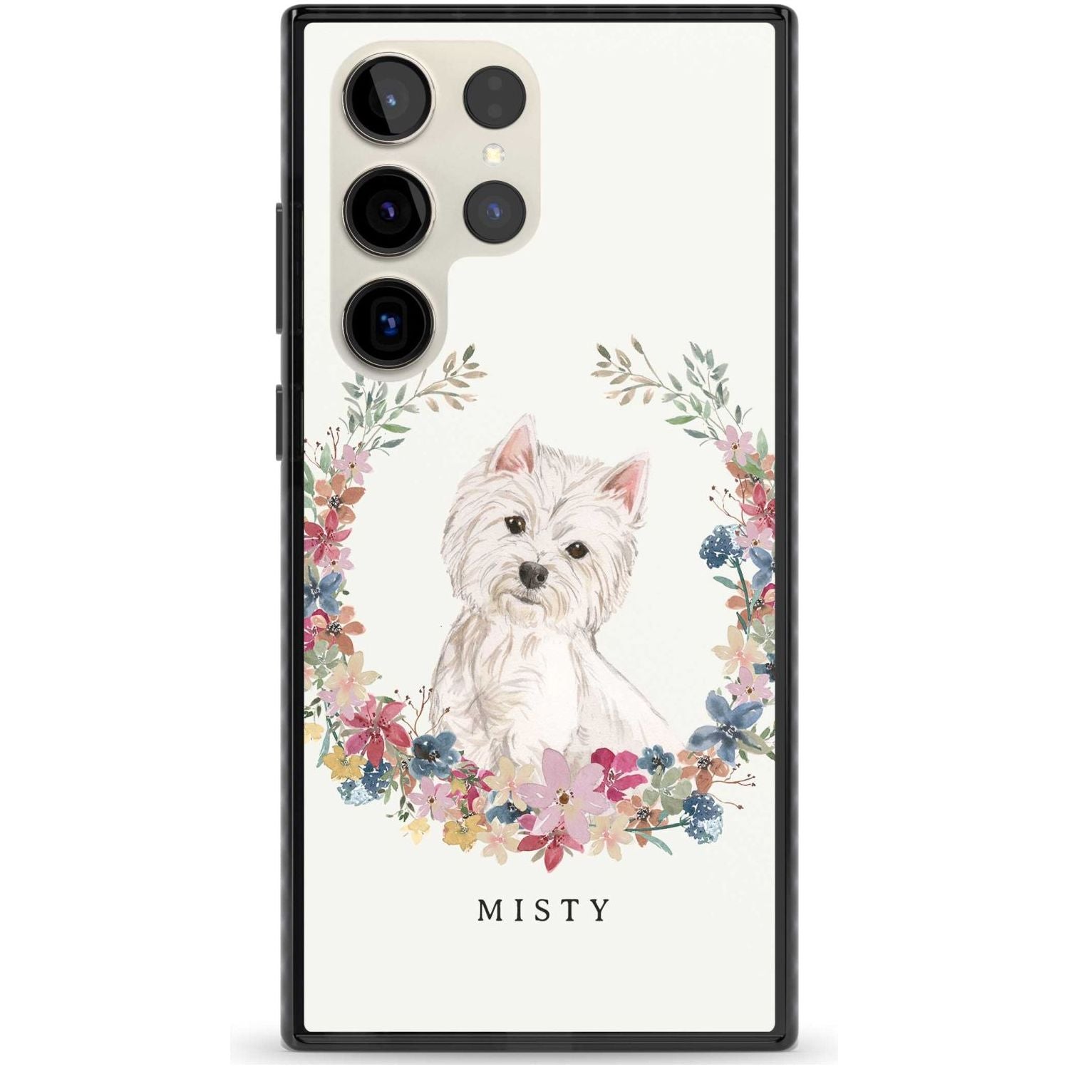Personalised Westie Watercolour Dog Portrait Custom Phone Case Samsung S22 Ultra / Black Impact Case,Samsung S23 Ultra / Black Impact Case Blanc Space