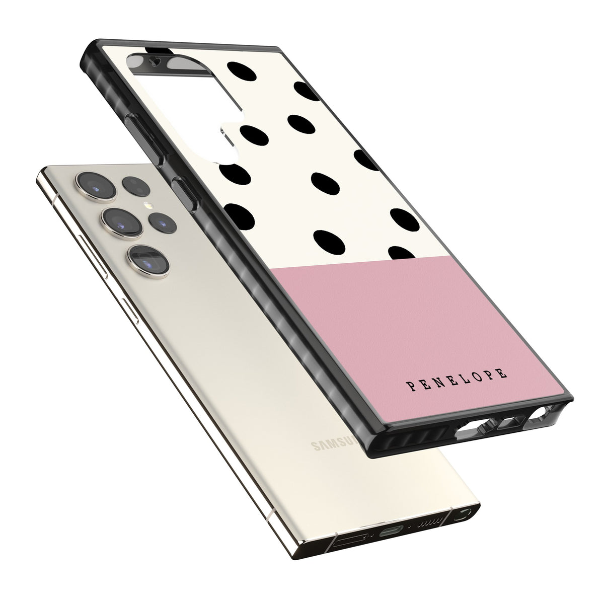 Penelope's Dots Samsung S22 Ultra / Samsung S23 Ultra / Samsung S24 Ultra Impact Black Phone Case angled