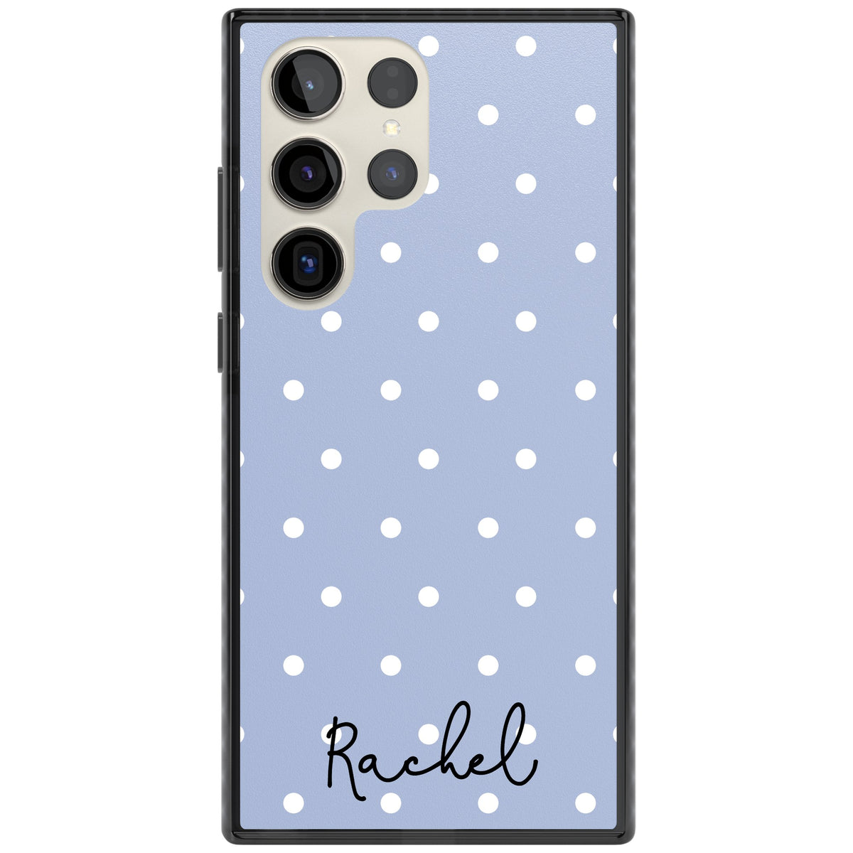 Personalised Powder Blue Dots Samsung S22 Ultra / Samsung S23 Ultra / Samsung S24 Ultra Impact Black Phone Case front