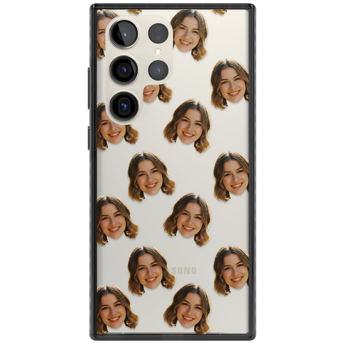 Falling Faces Pattern Samsung S22 Ultra / Samsung S23 Ultra / Samsung S24 Ultra Impact Black Phone Case front