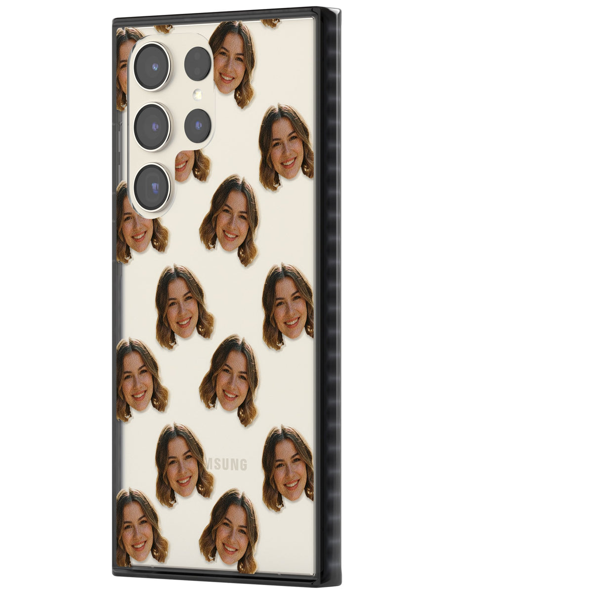 Falling Faces Pattern Samsung S22 Ultra / Samsung S23 Ultra / Samsung S24 Ultra Impact Black Phone Case side