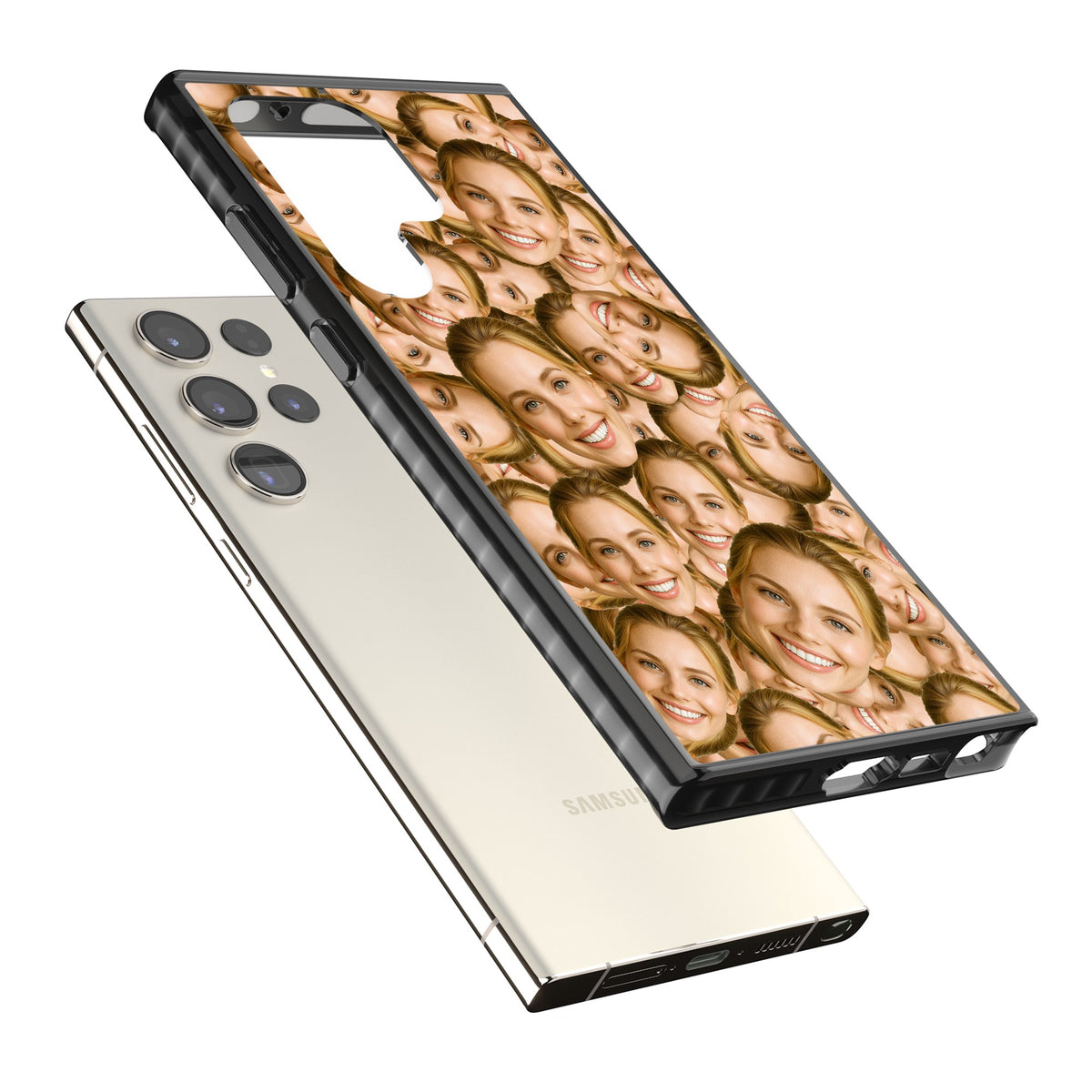 Face Collage Samsung S22 Ultra / Samsung S23 Ultra / Samsung S24 Ultra Impact Black Phone Case angled