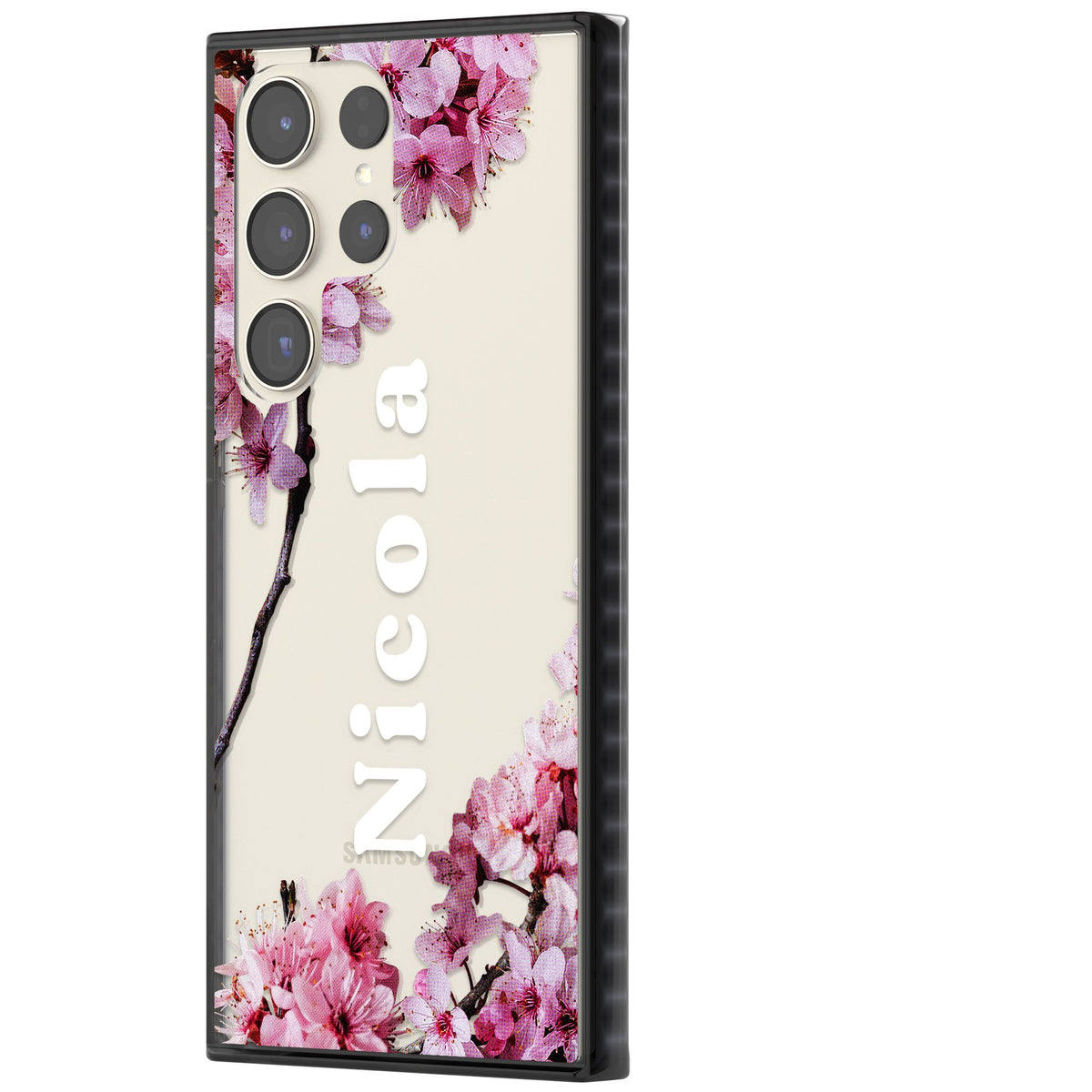 Personalised Cherry Blossom Samsung S22 Ultra / Samsung S23 Ultra / Samsung S24 Ultra Impact Black Phone Case side