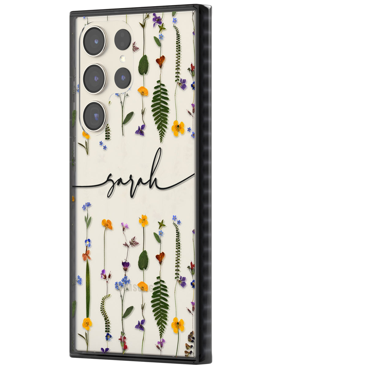 Personalised Wildflower Chain Samsung S22 Ultra / Samsung S23 Ultra / Samsung S24 Ultra Impact Black Phone Case side
