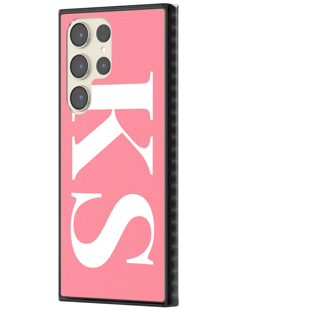 Personalised White & Pink Letters Samsung S22 Ultra / Samsung S23 Ultra / Samsung S24 Ultra Impact Black Phone Case side