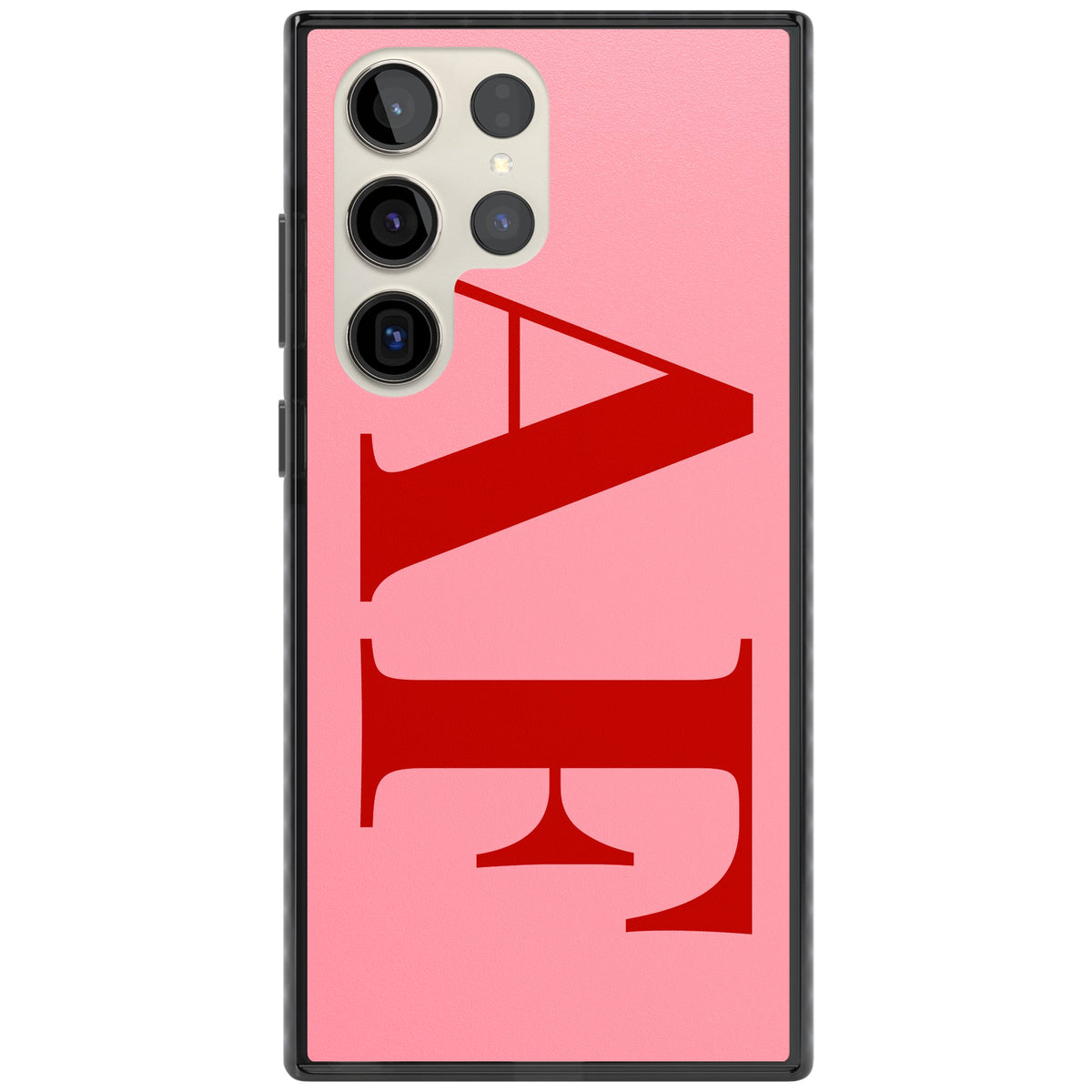 Personalised Red & Pink Letters Samsung S22 Ultra / Samsung S23 Ultra / Samsung S24 Ultra Impact Black Phone Case front