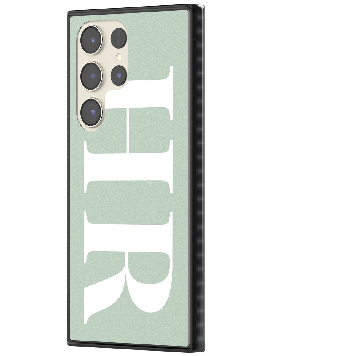 Personalised White & Seafoam Letters Samsung S22 Ultra / Samsung S23 Ultra / Samsung S24 Ultra Impact Black Phone Case side