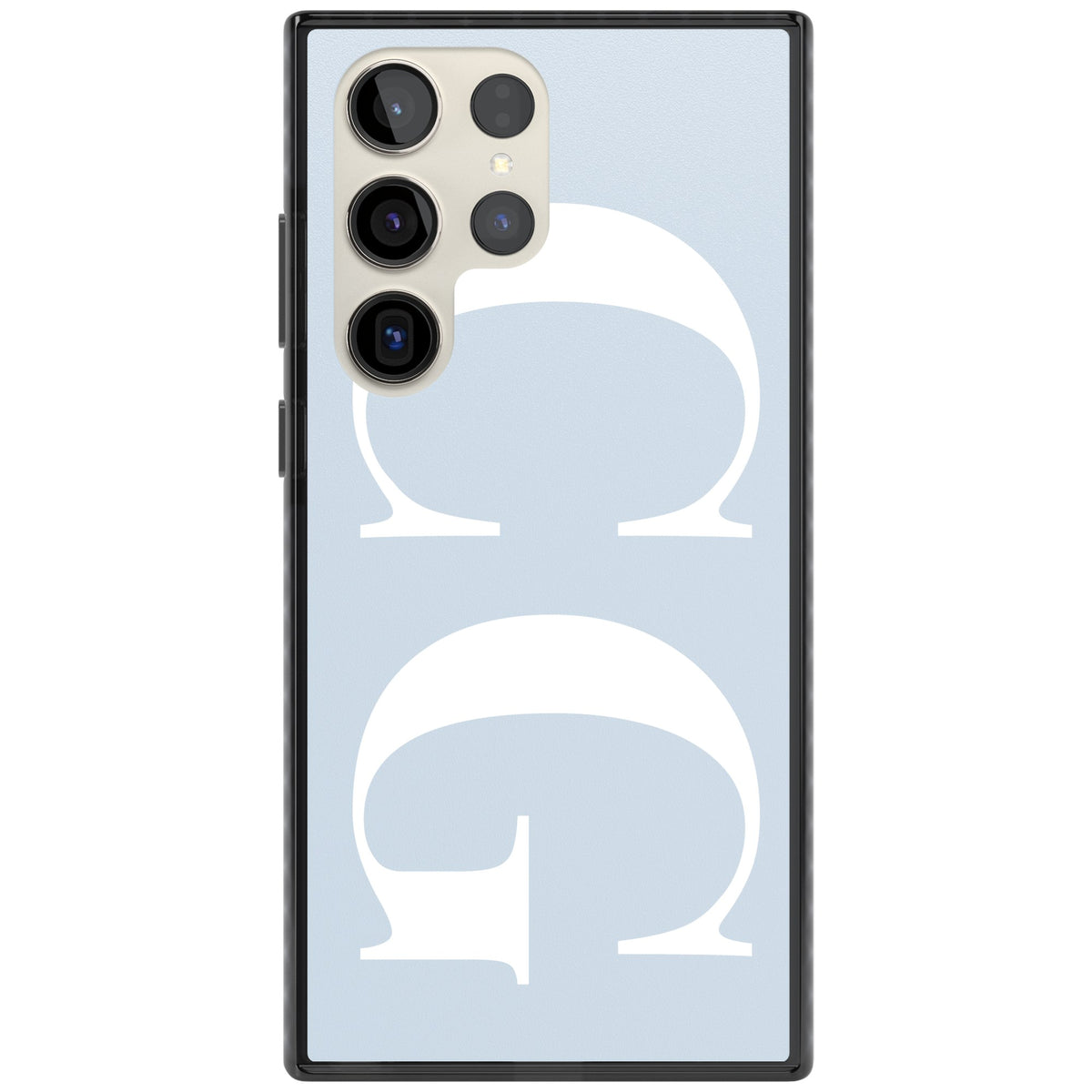 Personalised White & Blue Letters Samsung S22 Ultra / Samsung S23 Ultra / Samsung S24 Ultra Impact Black Phone Case front