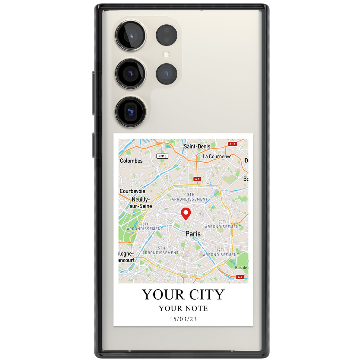 Personalised World Map Samsung S22 Ultra / Samsung S23 Ultra / Samsung S24 Ultra Impact Black Phone Case front