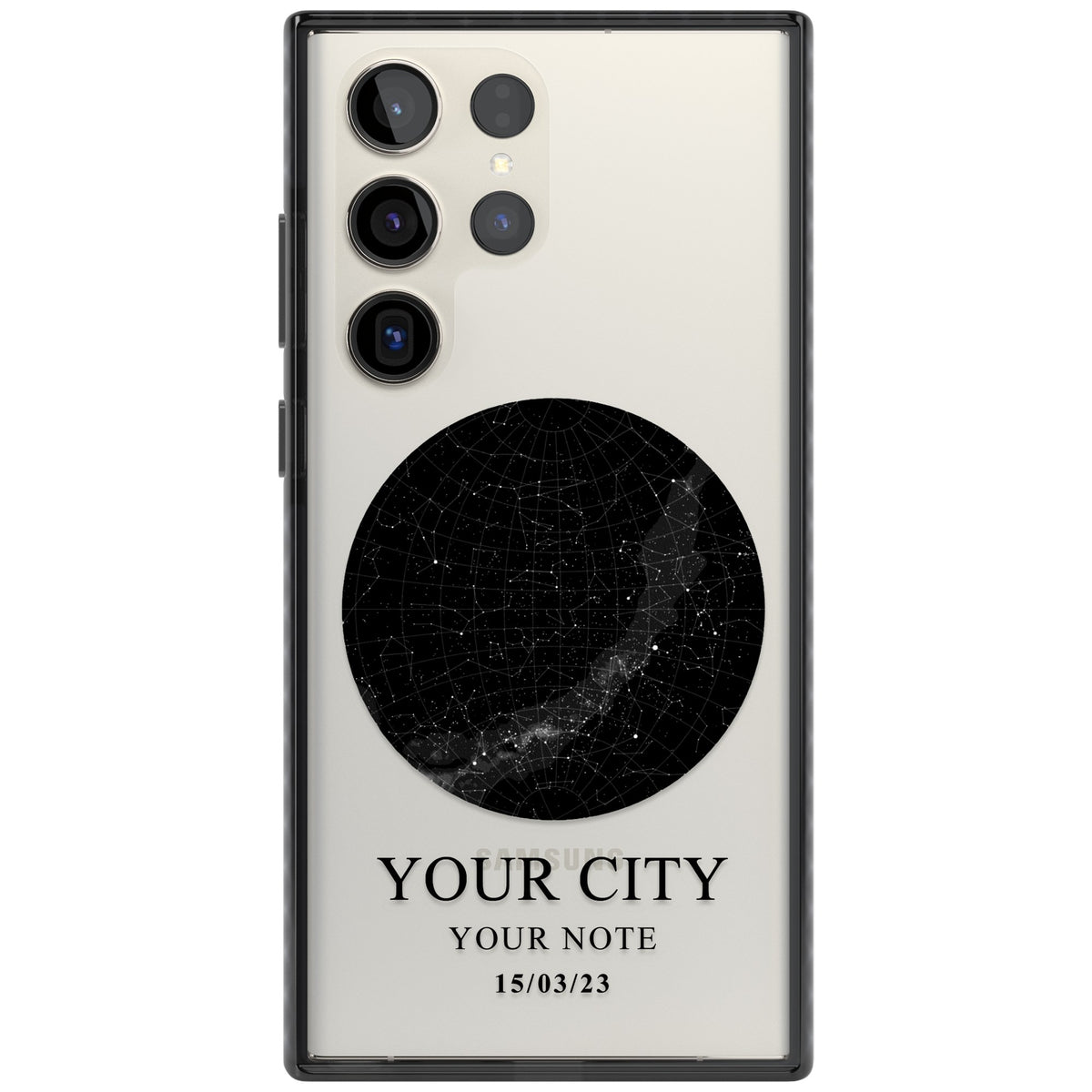 Personalised Star Map Samsung S22 Ultra / Samsung S23 Ultra / Samsung S24 Ultra Impact Black Phone Case front