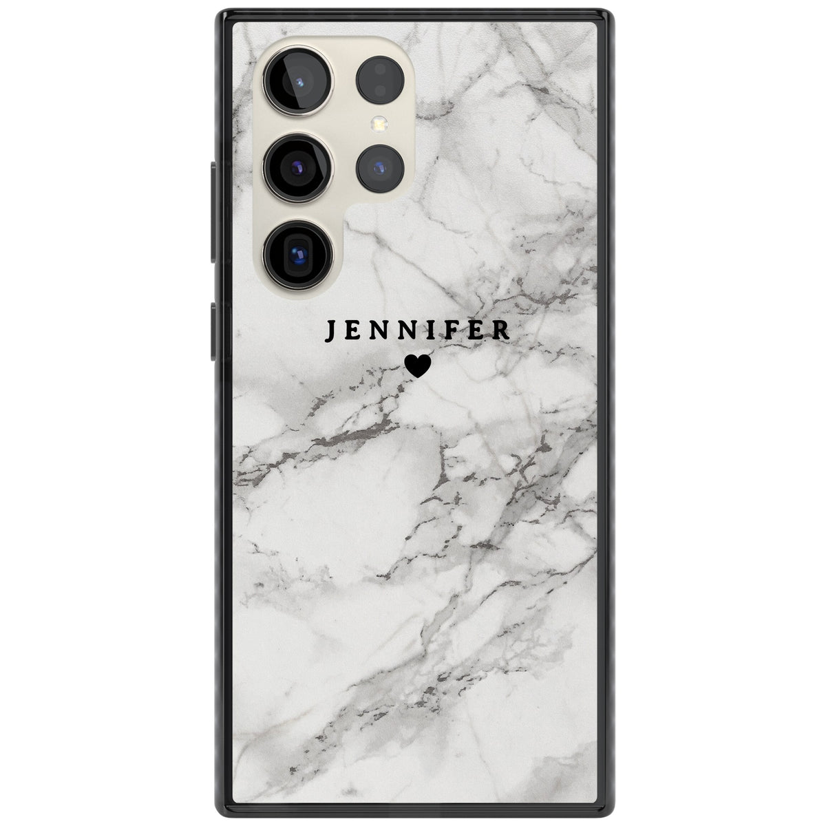 Personalised Classic Grey Marble Samsung S22 Ultra / Samsung S23 Ultra / Samsung S24 Ultra Impact Black Phone Case front