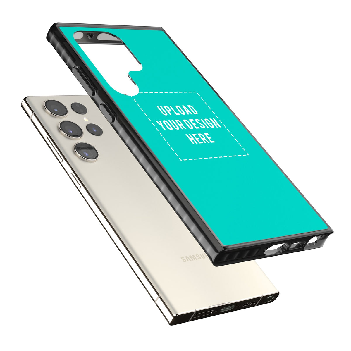 Personalised Your Own Design Samsung S22 Ultra / Samsung S23 Ultra / Samsung S24 Ultra Impact Black Phone Case angled