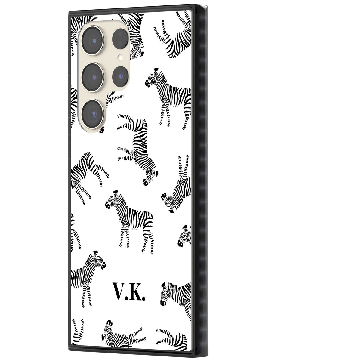 Personalised Monochrome Zebra Samsung S22 Ultra / Samsung S23 Ultra / Samsung S24 Ultra Impact Black Phone Case side
