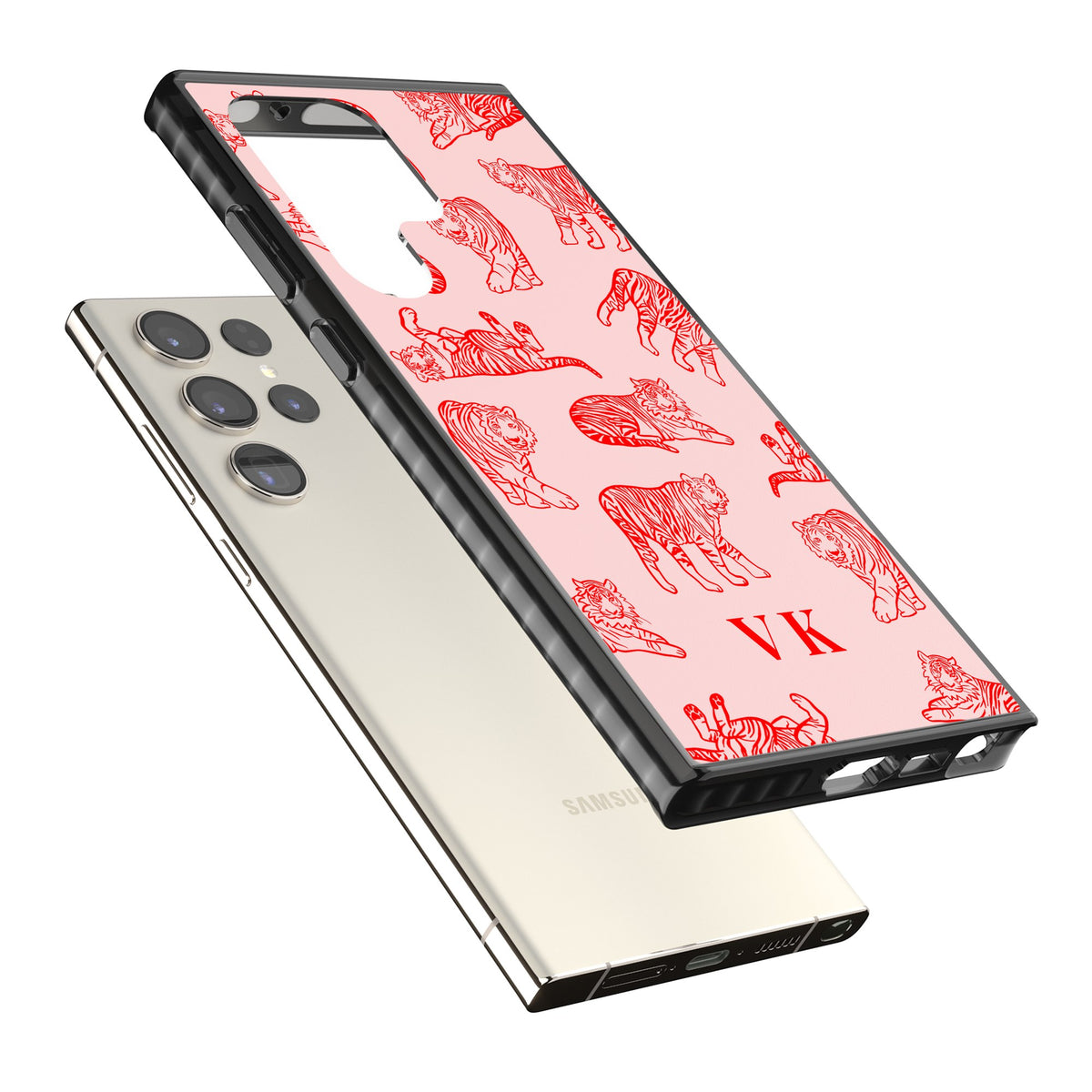 Personalised Scarlet Tiger Samsung S22 Ultra / Samsung S23 Ultra / Samsung S24 Ultra Impact Black Phone Case angled