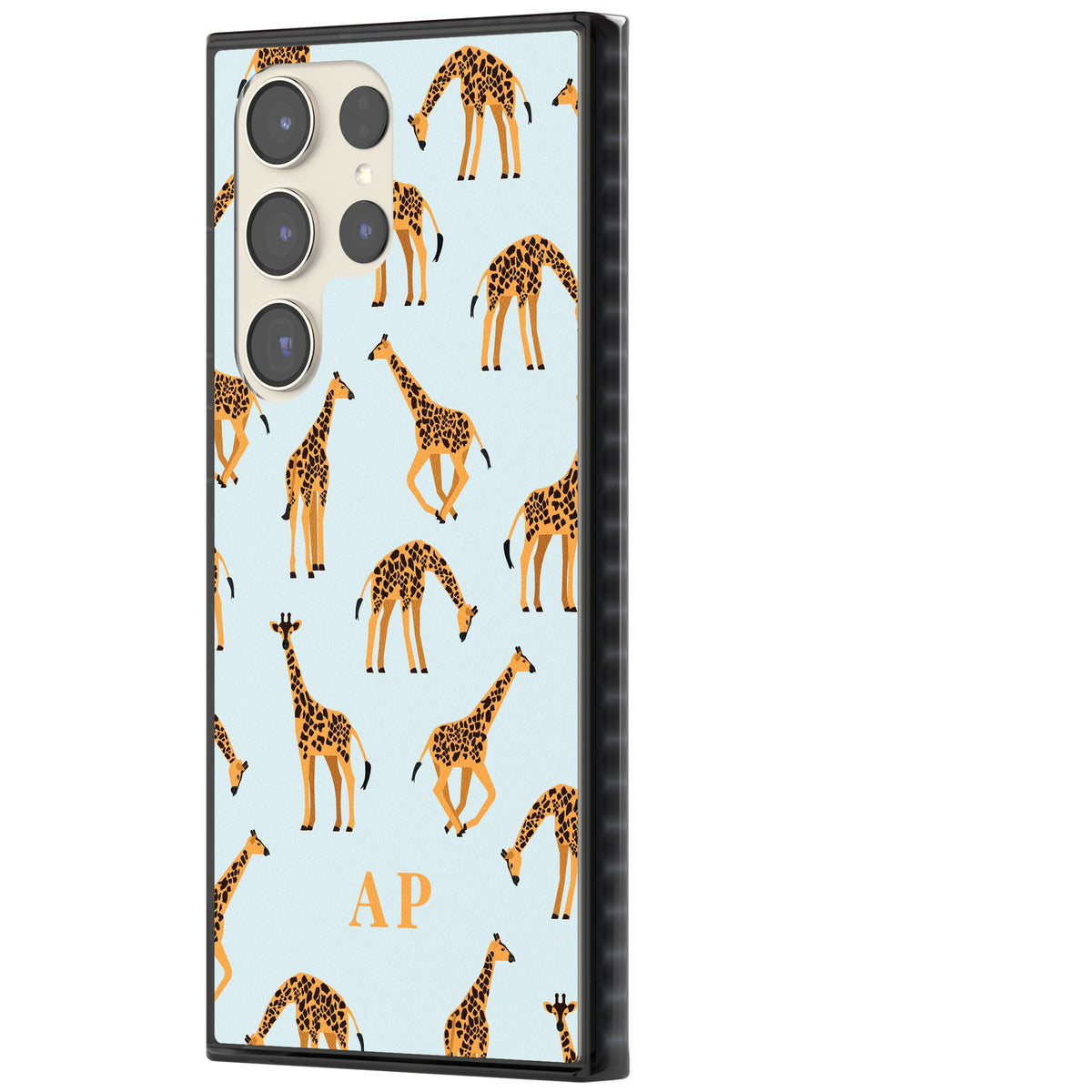 Personalised Safari Giraffe Samsung S22 Ultra / Samsung S23 Ultra / Samsung S24 Ultra Impact Black Phone Case side