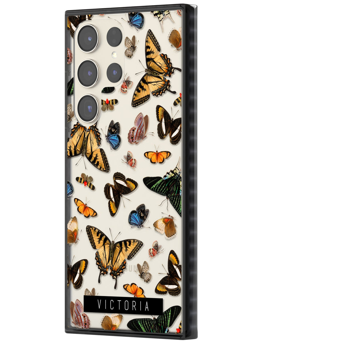 Personalised Butterfly Archive Samsung S22 Ultra / Samsung S23 Ultra / Samsung S24 Ultra Impact Black Phone Case side