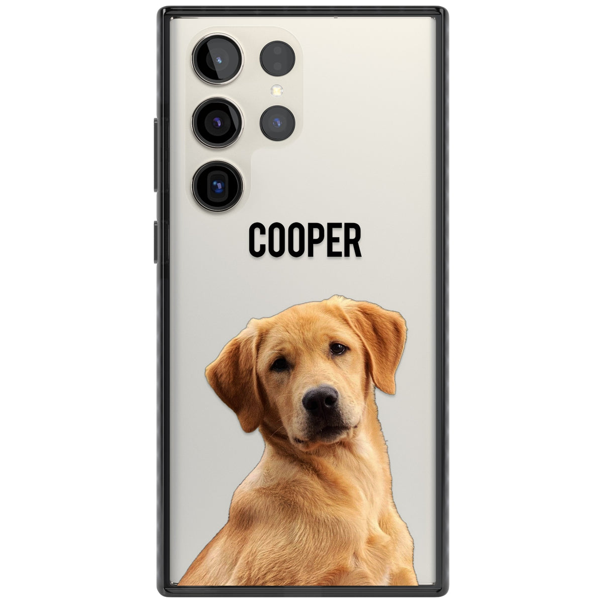 Personalised Pet Cutout & Name Samsung S22 Ultra / Samsung S23 Ultra / Samsung S24 Ultra Impact Black Phone Case front
