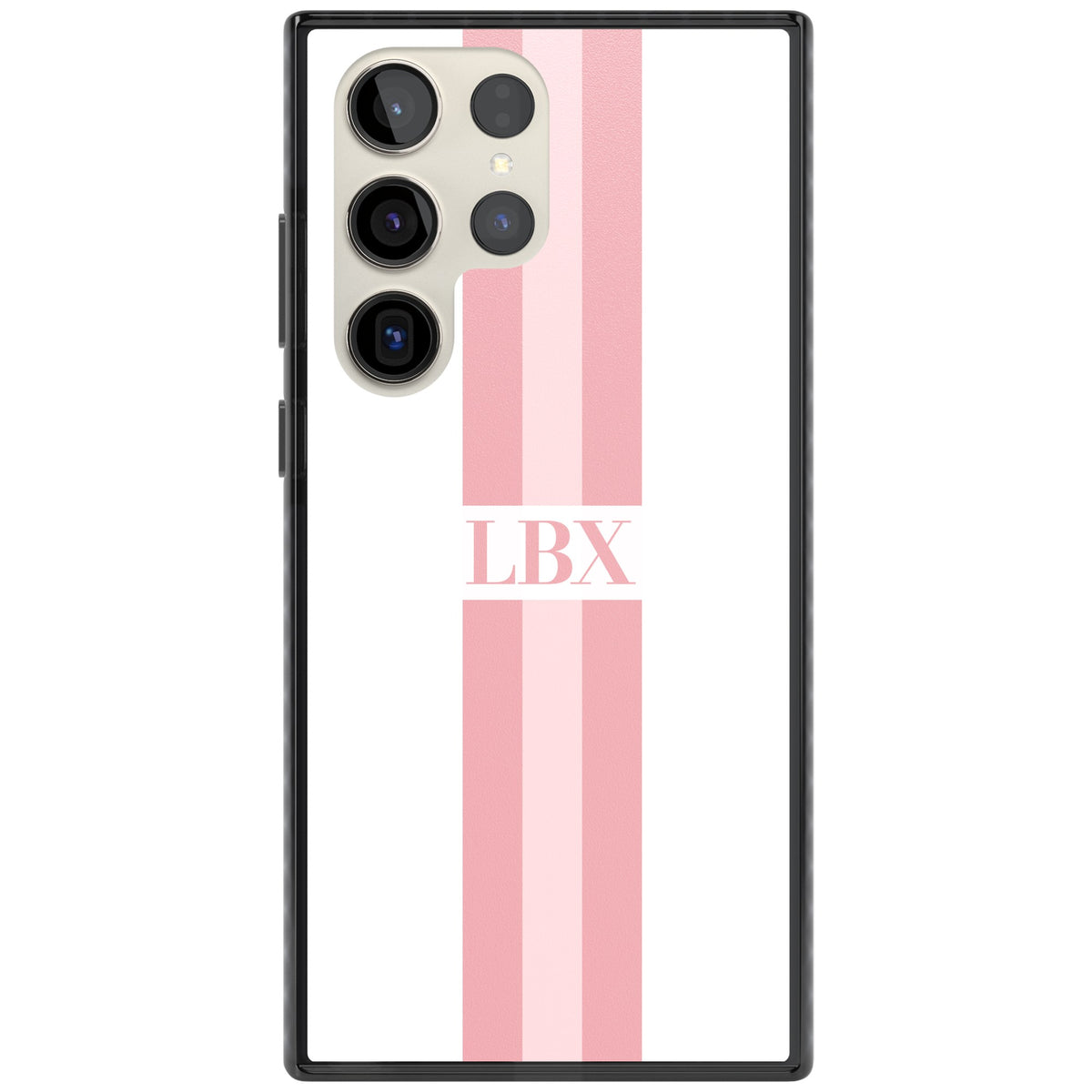 Personalised Minimal Pink Stripe Samsung S22 Ultra / Samsung S23 Ultra / Samsung S24 Ultra Impact Black Phone Case front