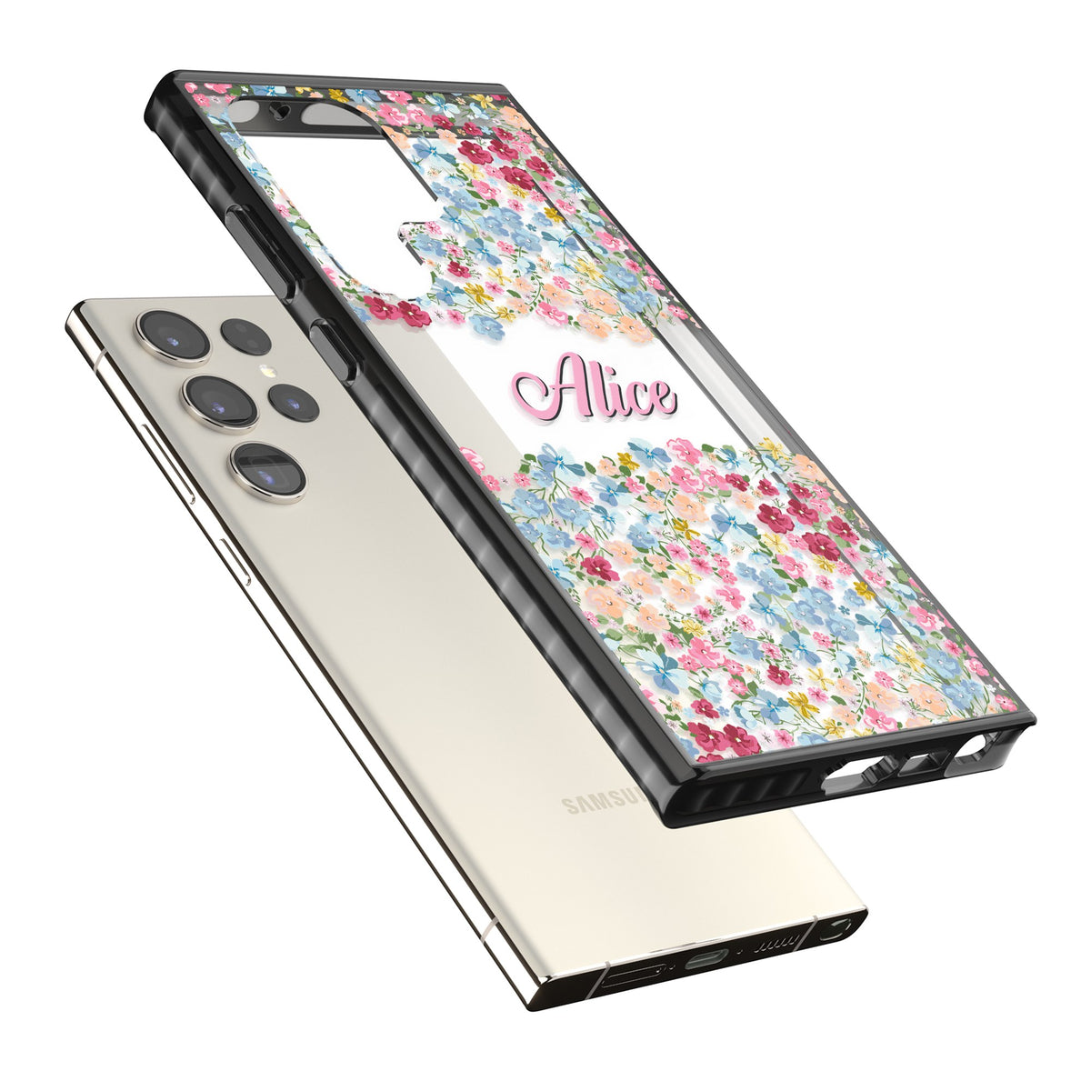 Personalised Venetian Meadow Samsung S22 Ultra / Samsung S23 Ultra / Samsung S24 Ultra Impact Black Phone Case angled