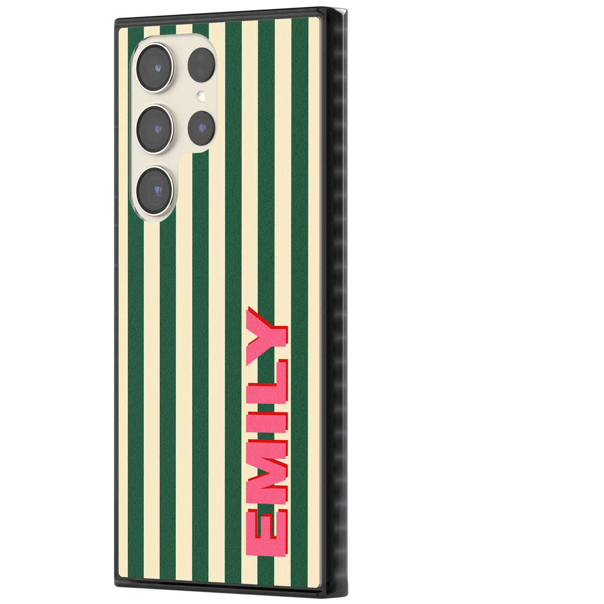 Personalised Wimbledon Stripe Samsung S22 Ultra / Samsung S23 Ultra / Samsung S24 Ultra Impact Black Phone Case side