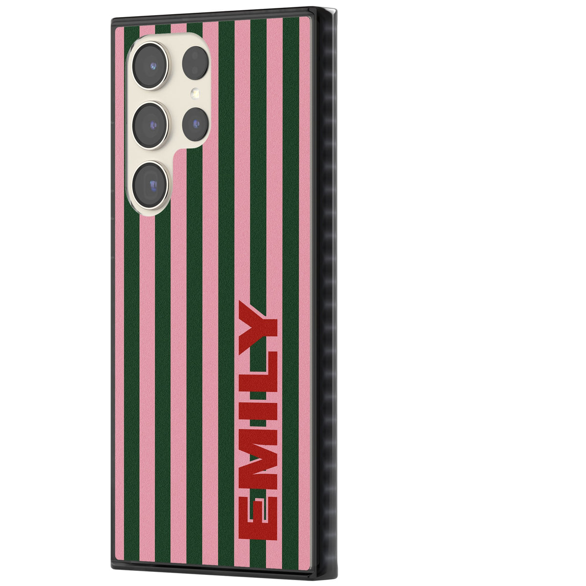 Personalised Italian Stripe Samsung S22 Ultra / Samsung S23 Ultra / Samsung S24 Ultra Impact Black Phone Case side