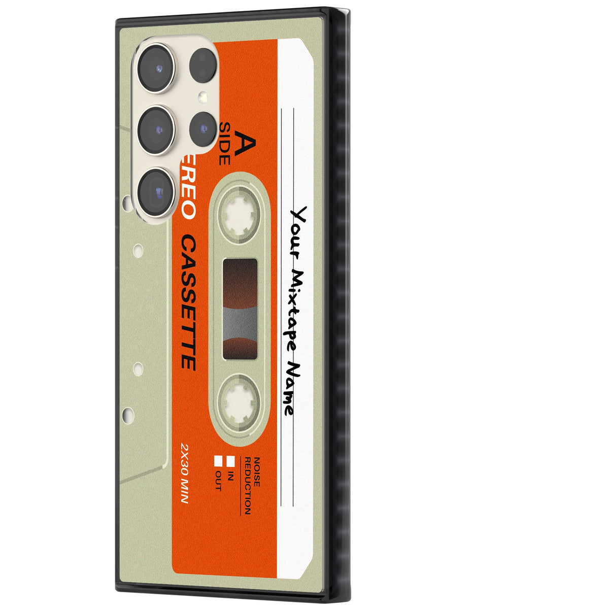 Personalised Retro Cassette Classic Samsung S22 Ultra / Samsung S23 Ultra / Samsung S24 Ultra Impact Black Phone Case side