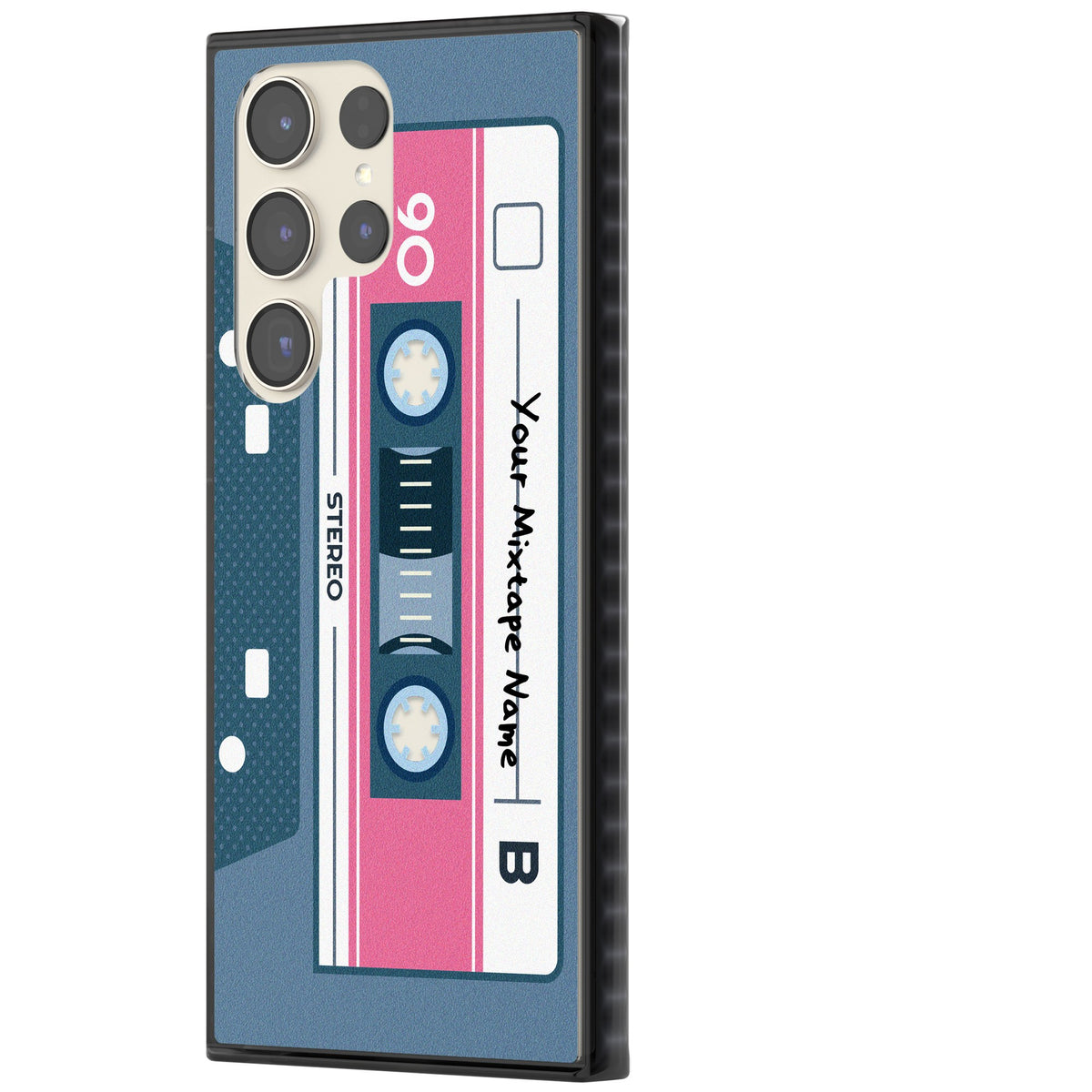 Personalised Retro Cassette Mixtape Samsung S22 Ultra / Samsung S23 Ultra / Samsung S24 Ultra Impact Black Phone Case side